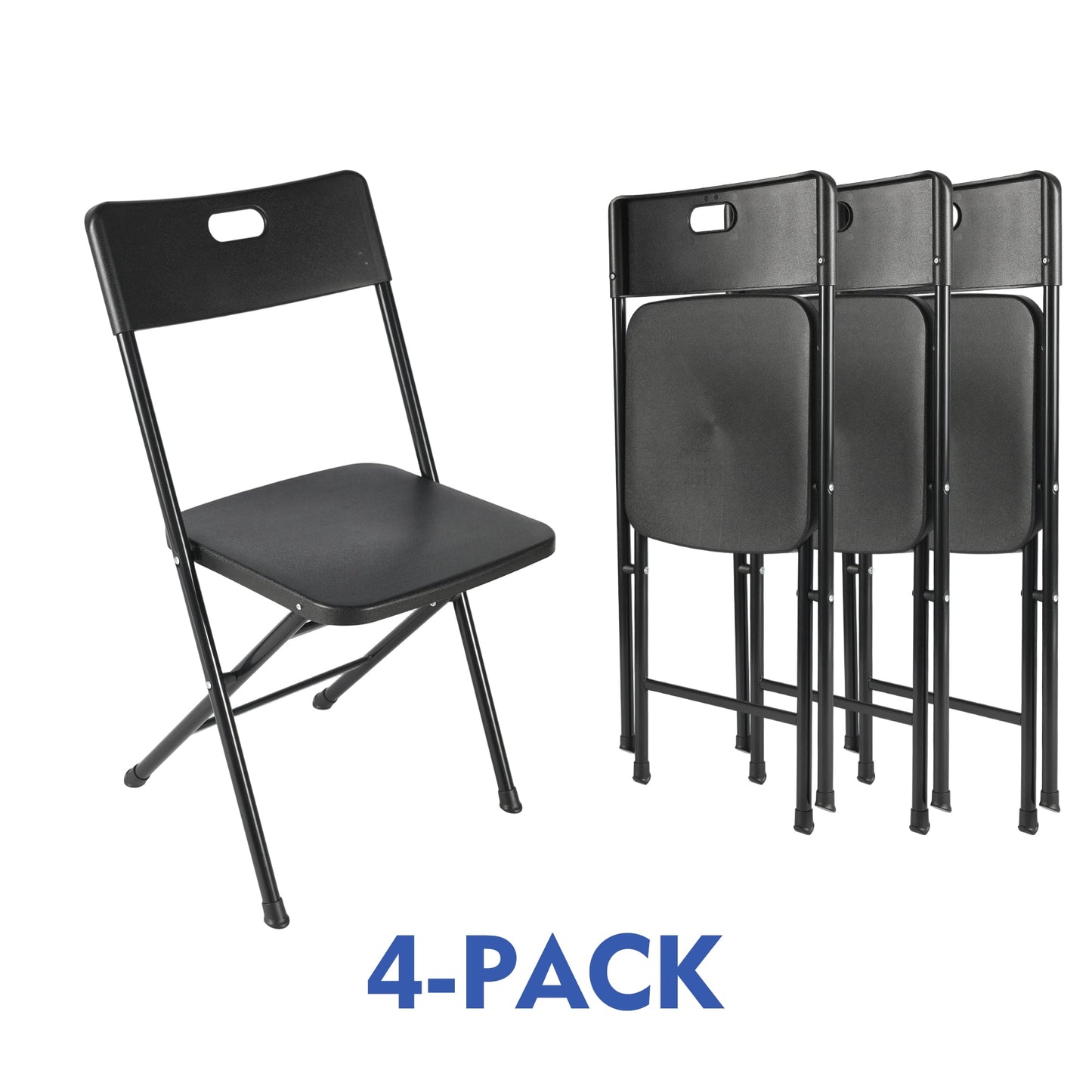 Mainstays Resin Folding Chair with Carry Handle, Black (Set of 4)