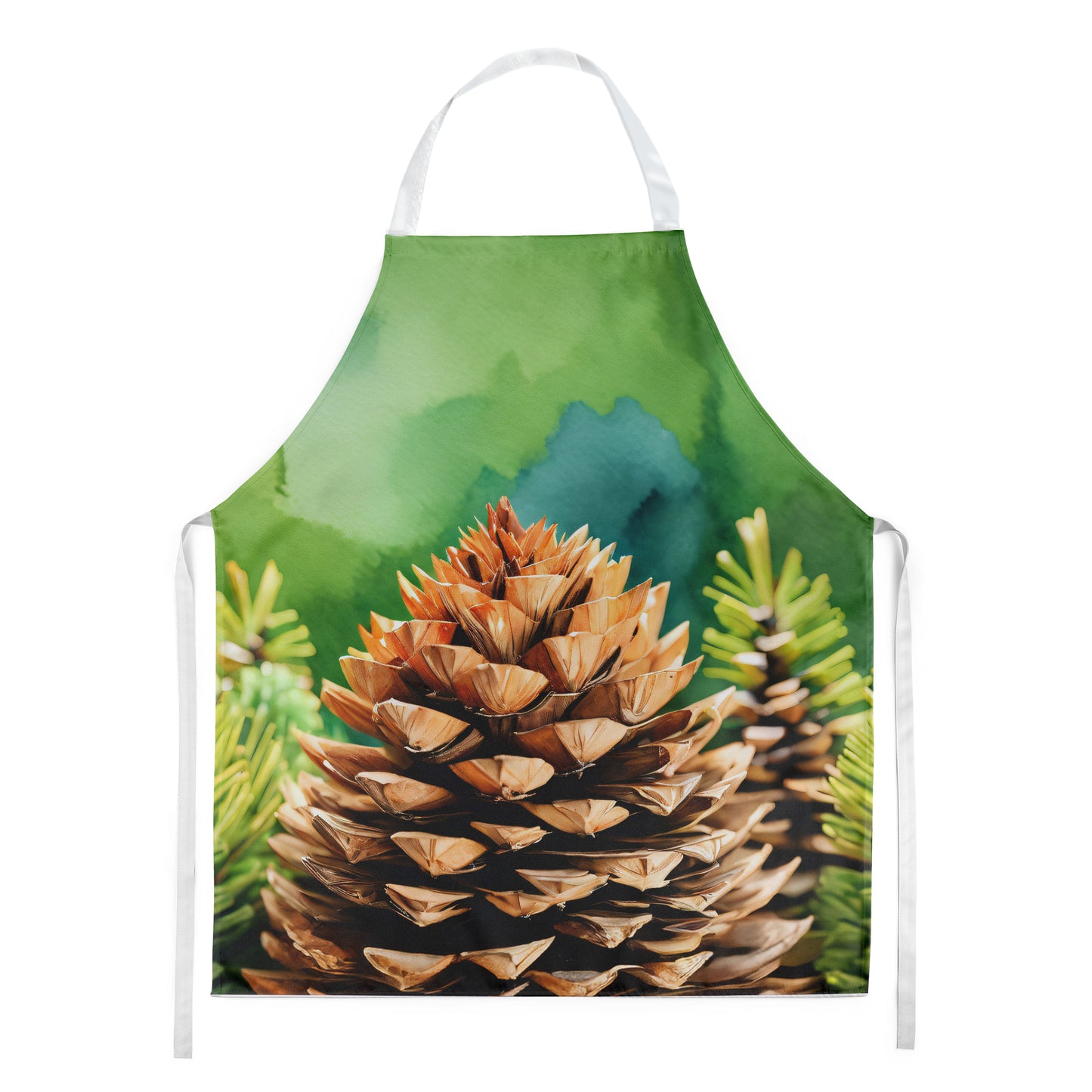 Maine White Pine Cone and Tassels in Watercolor Apron 27 in x 30 in