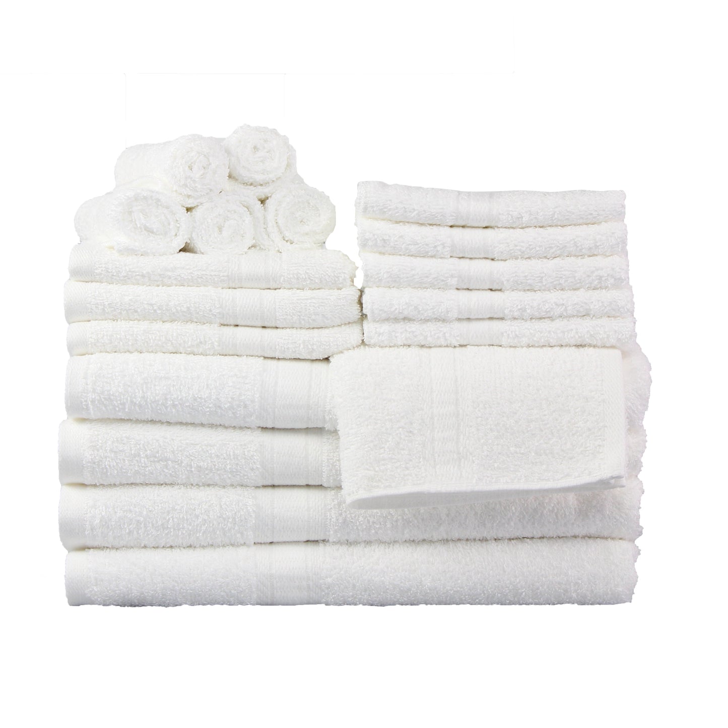 Mainstays 18 Piece 100% Cotton Towel Set, 4 Bath , 4 Hand and 10 Washcloths, Super Soft and Highly Absorbent Basic Solid Towel Set for Bathroom, Hotels, Spa and Gym – White