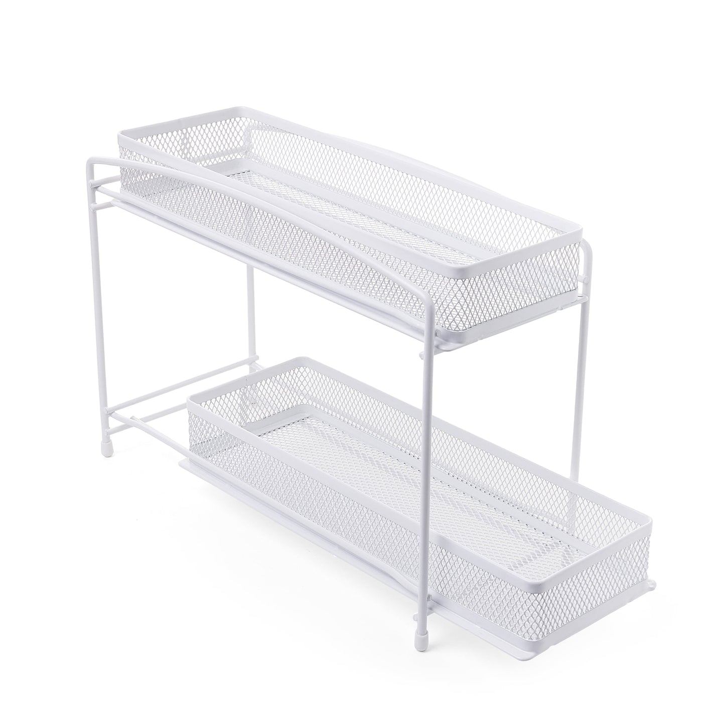 (4 pack) Mainstays 2-Tier Sliding Spice Organizer Rack, Pull-Out Cabinet and Pantry Spice Storage Rack for Kitchen Organization, 4.5" x 11", White