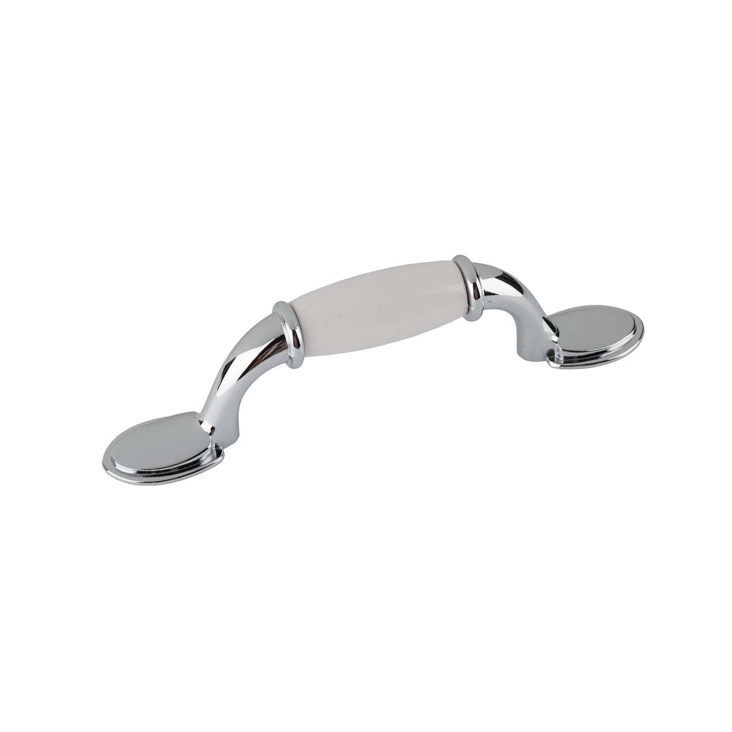 Mainstays Tirador Clásico para Gabinete de 3" (76 Mm) de Centro a Centro, Cromo y Blanco, Paquete de 6