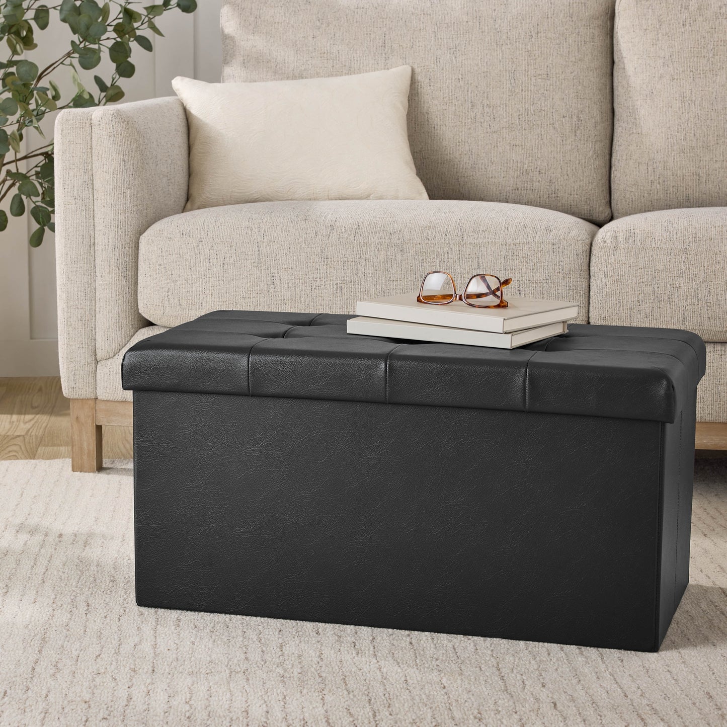 Mainstays Otomán de Almacenamiento Plegable de 30", Negro