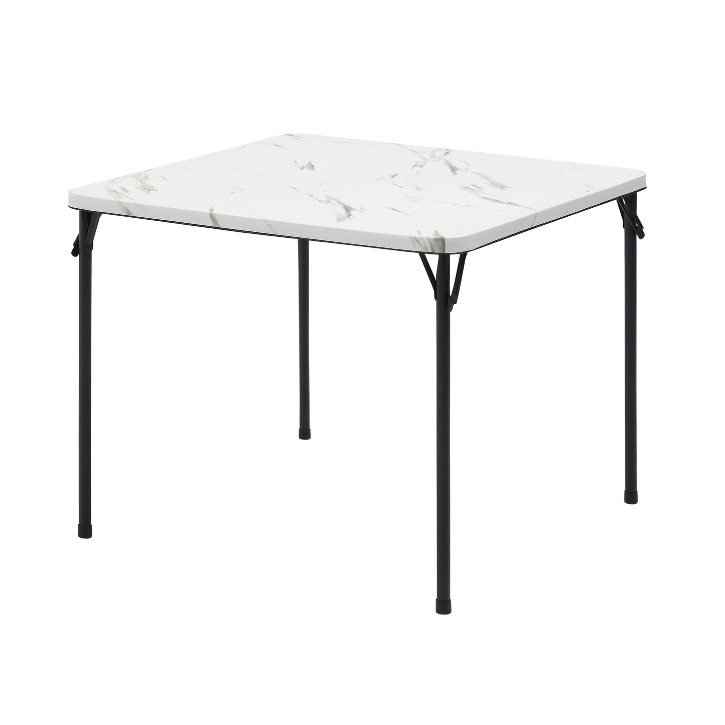 Mainstays 34" Fixed Table Top Folding Legs Card Table, Faux White Marble