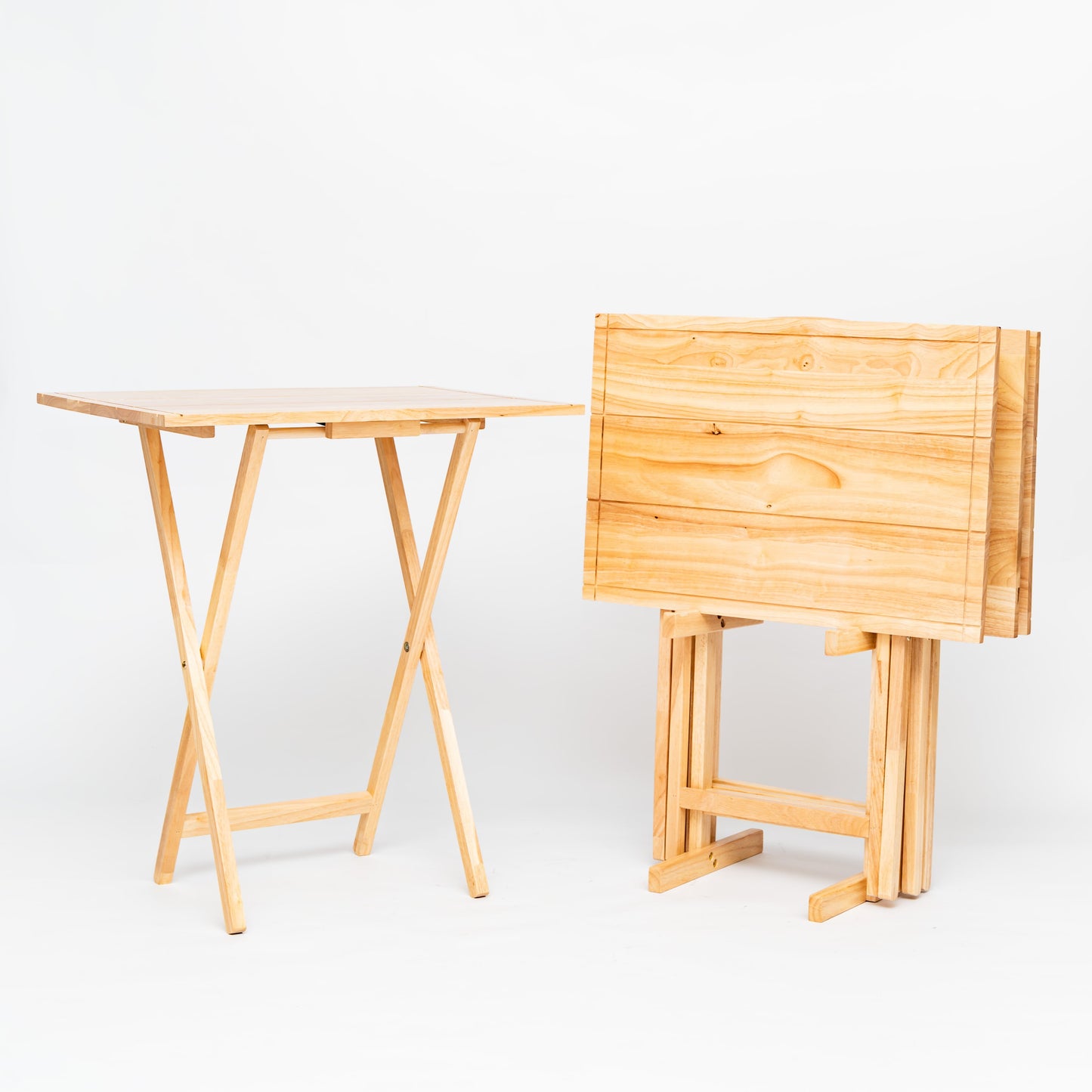 Mainstays Farmhouse XL Oversized Folding TV Tray Table, Set of 4, Walnut