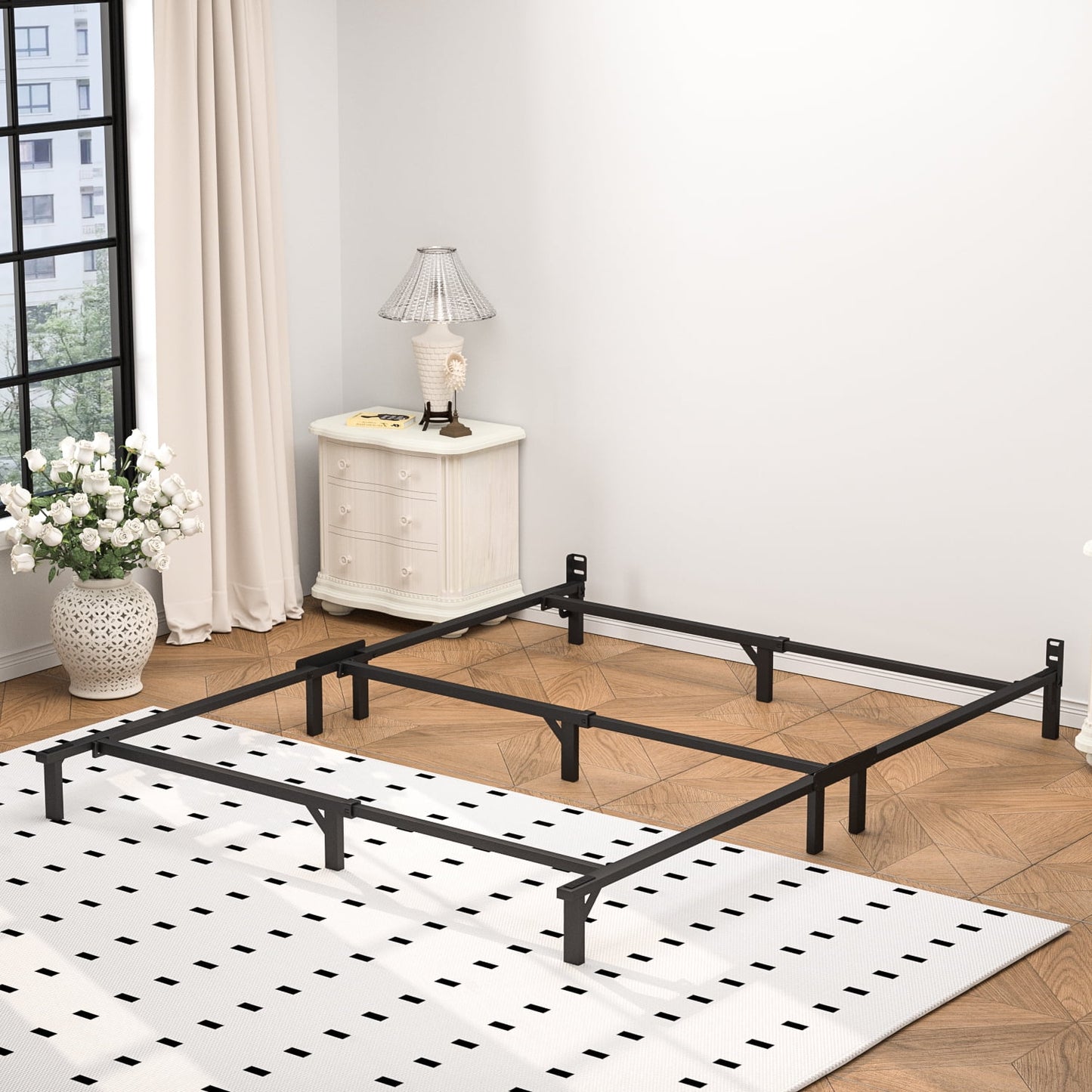 Mainstays Ardent 7" King Metal Bed Frame. Adult. Easy to Assemble.No Tools Needed.