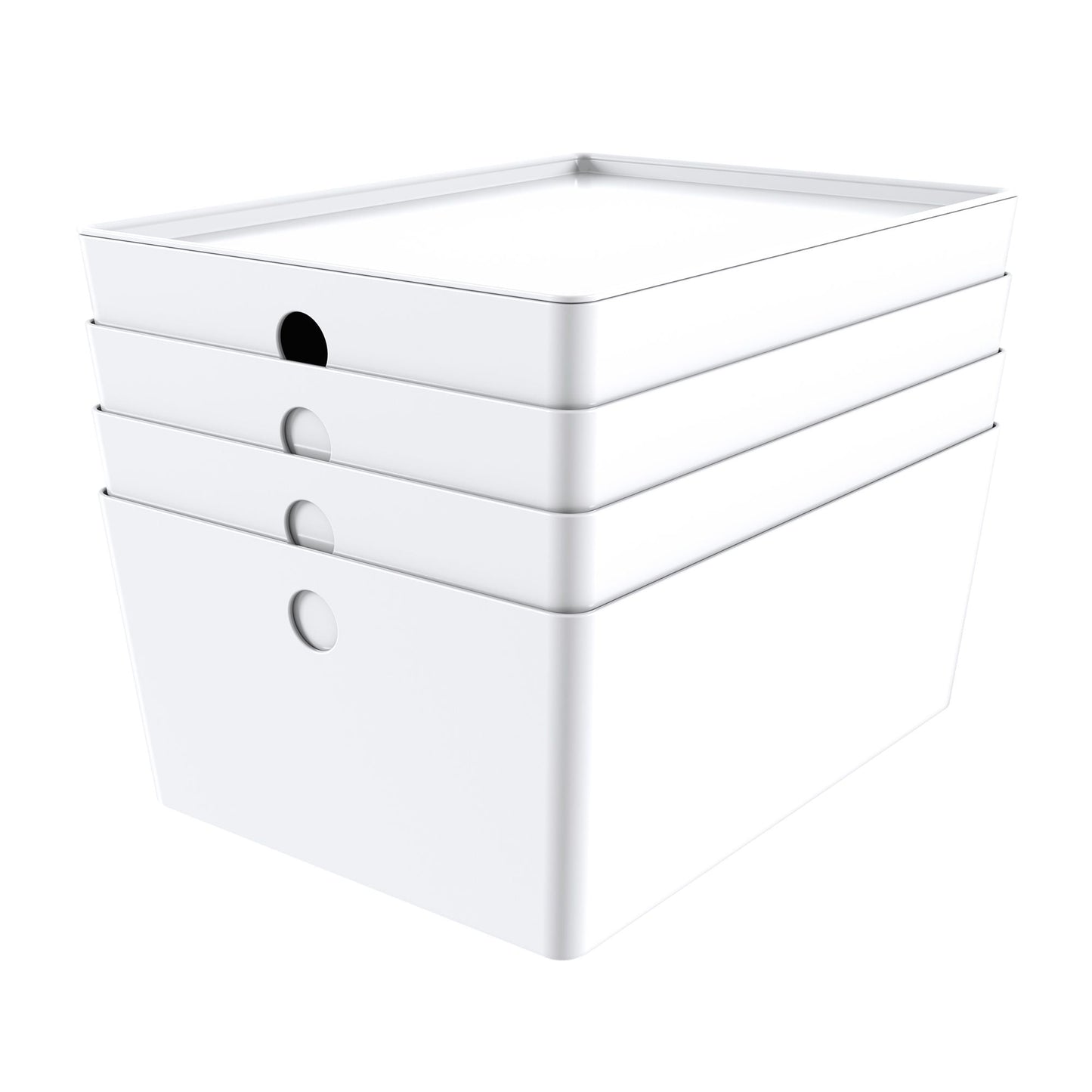 Mainstays Small Lidded Storage Bins, White, Set of 4