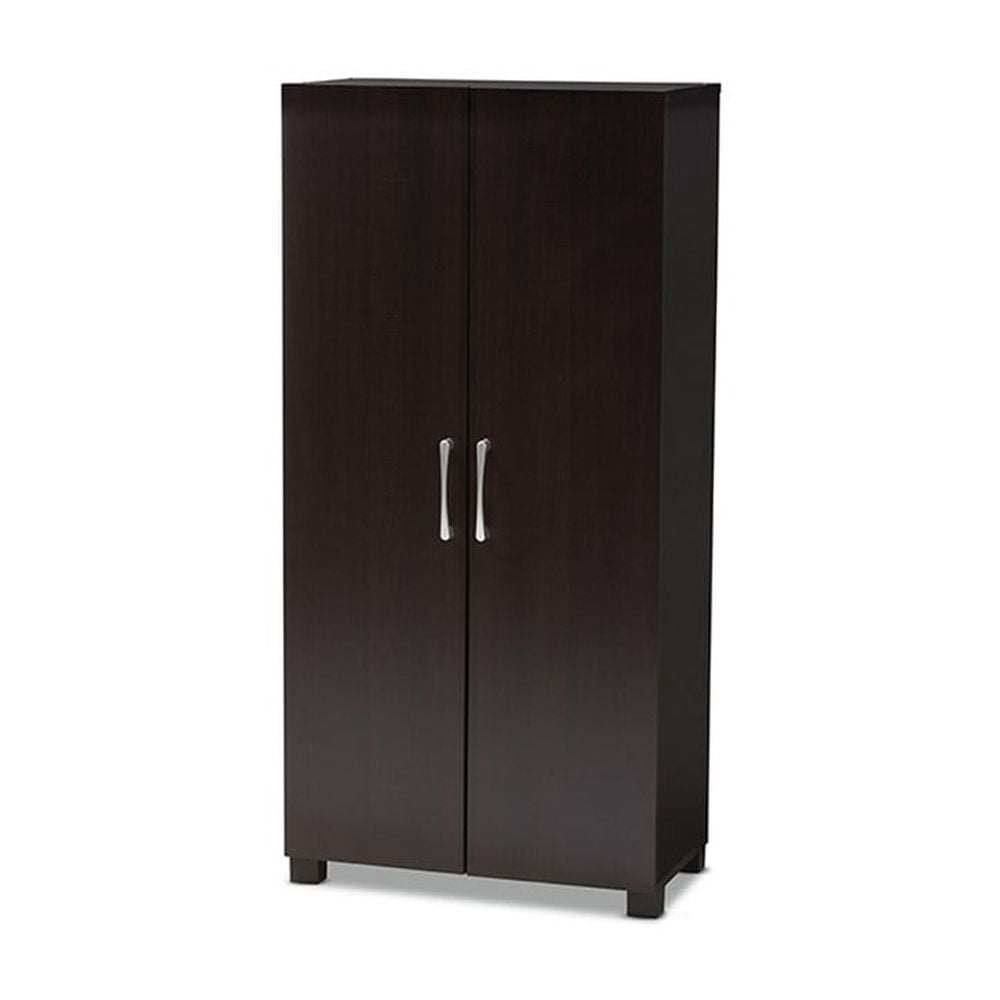 Baxton Studio Marine Modern and Contemporary Wenge Dark Brown Finished 2-Door Wood Entryway Shoe Storage Cabinet