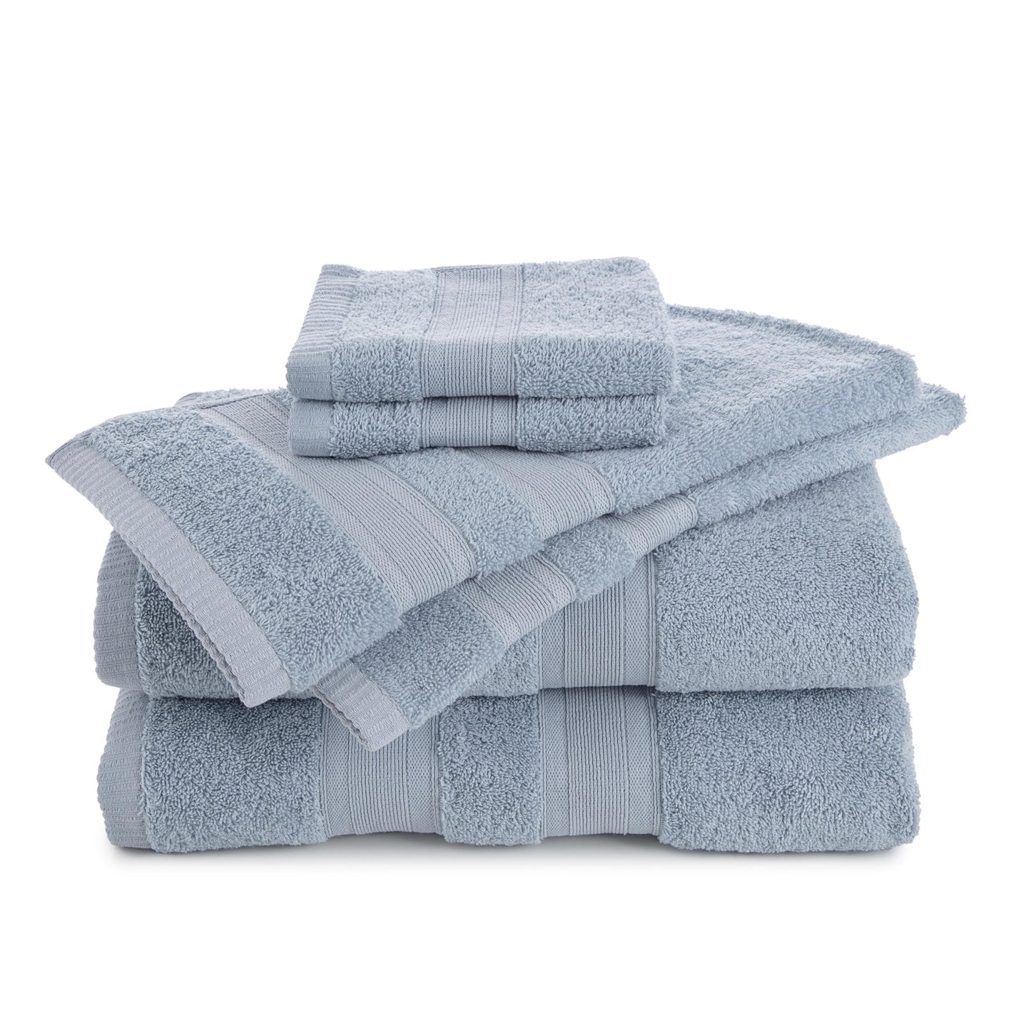 Martex Clean Essentials 6-Piece Cotton Towel Set, Low Lint & Highly Absorbent, Blue