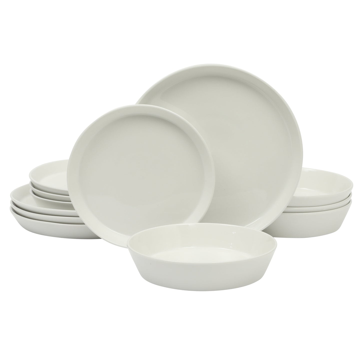 Martha Stewart Juego de Vajilla de Cerámica Blanca de 12 Piezas Everyday Faretta