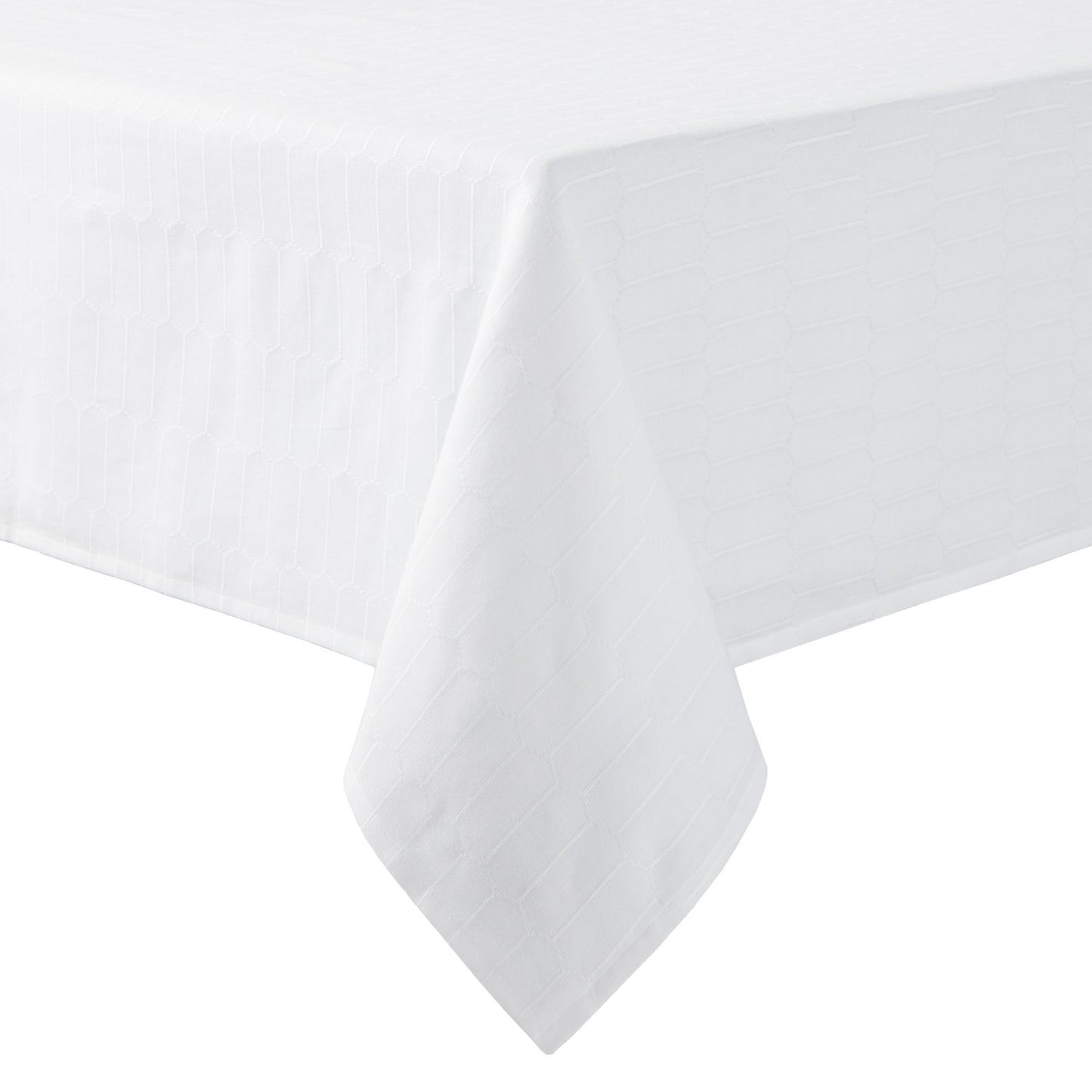 Martha Stewart Honeycomb Modern Farmhouse Fabric Tablecloth, White, 60"x84"