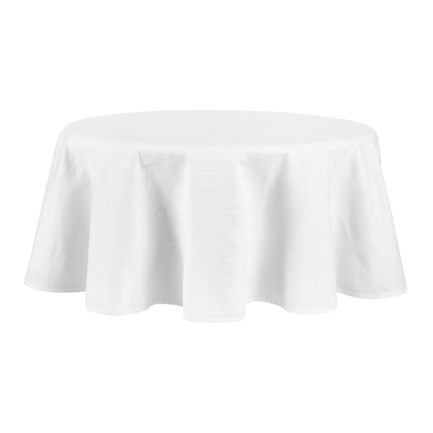Martha Stewart Honeycomb Modern Farmhouse Fabric Tablecloth, White, 70" Round