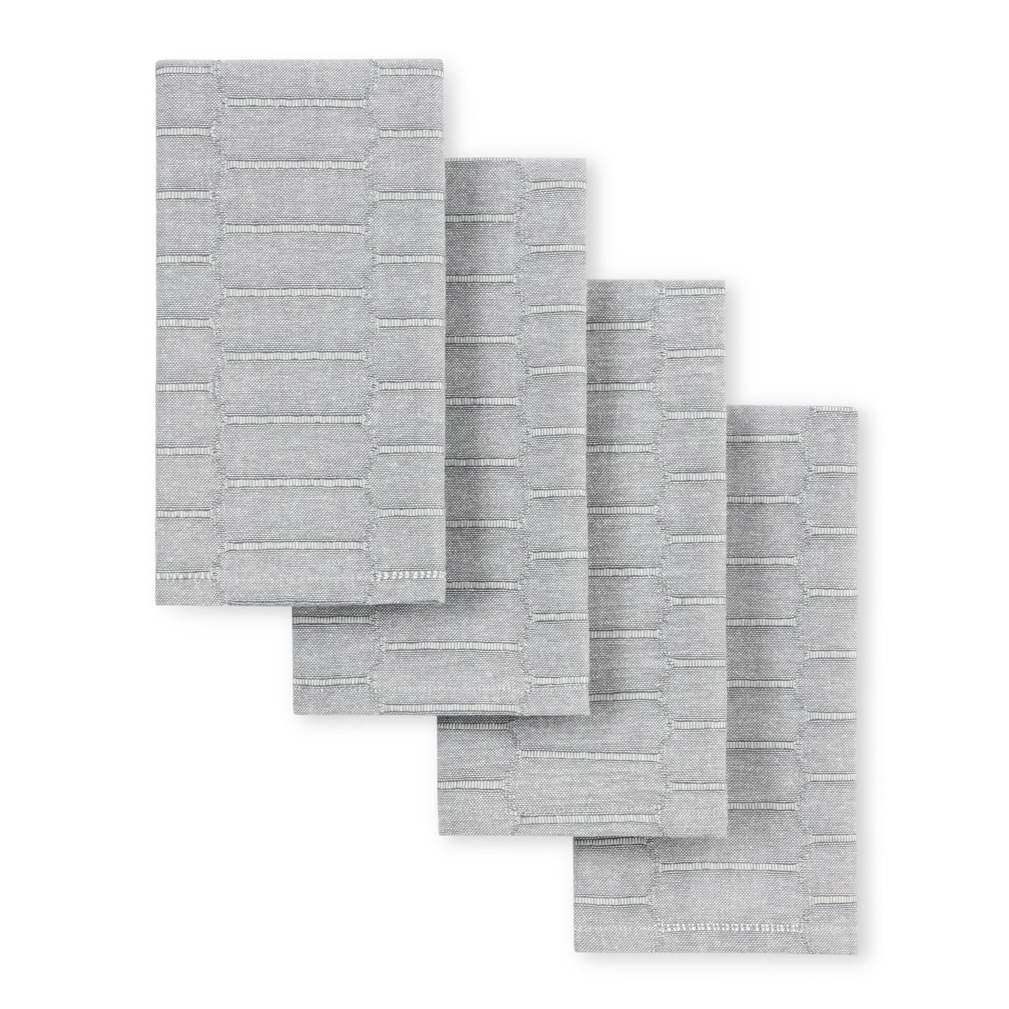 Martha Stewart Honeycomb Modern Farmhouse Napkin 4-Pack Set, Charcoal Grey, 19"x19"