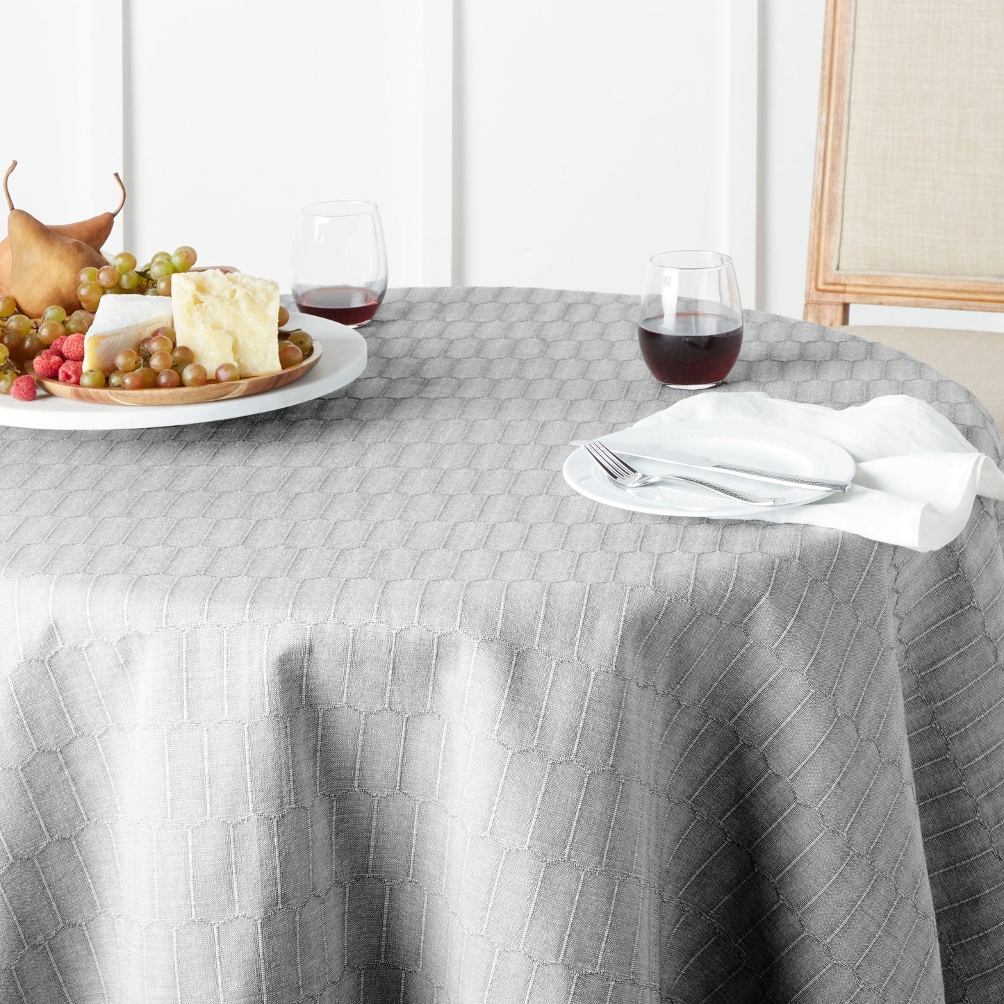 Martha Stewat Honeycomb Fabric Tablecloth, 70" Round