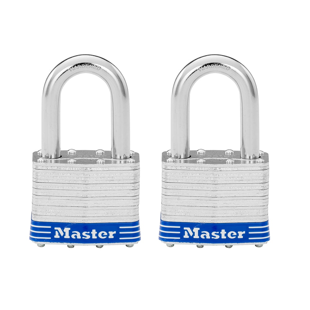 Master Lock 2in (51mm) Wide Laminated Steel Pin Tumbler Padlock with 1-1/2in (38mm) Shackle; 2-Pack