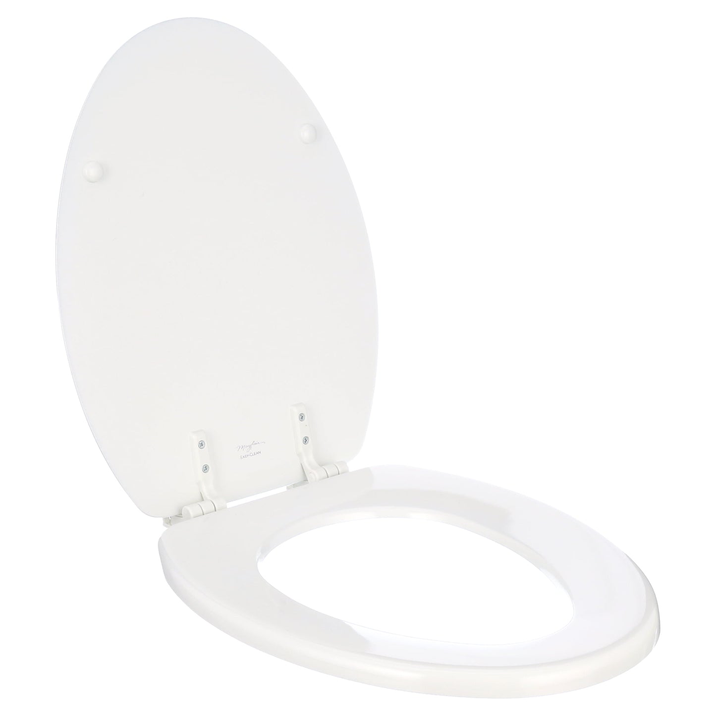 Mayfair Edgewater White Elongated Enameled Wood with Stay·Tite & Chrome Hinges Toilet Seat
