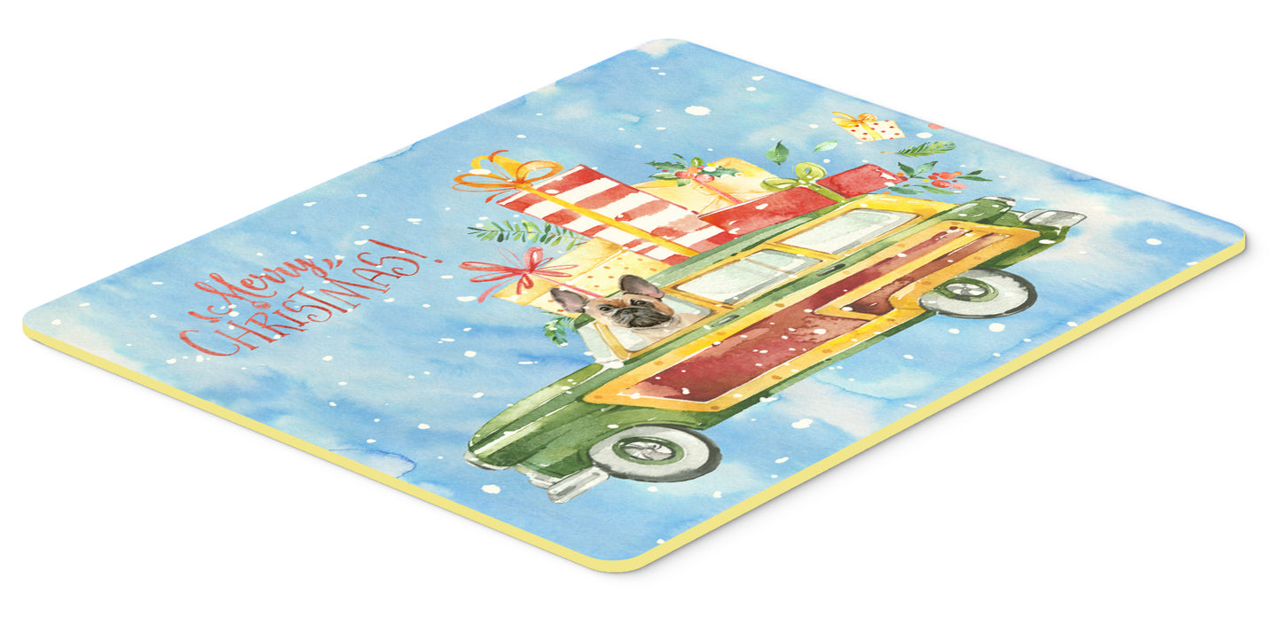 Merry Christmas Fawn French Bulldog Kitchen or Bath Mat 24x36