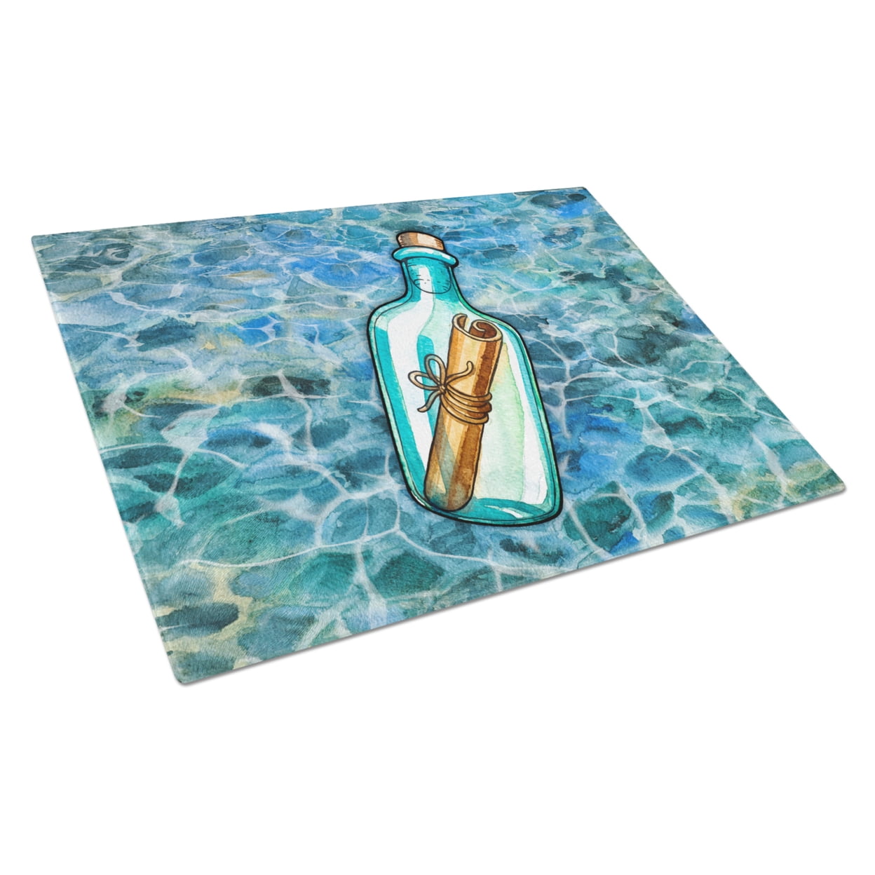 Message in a Bottle Glass Cutting Board Large