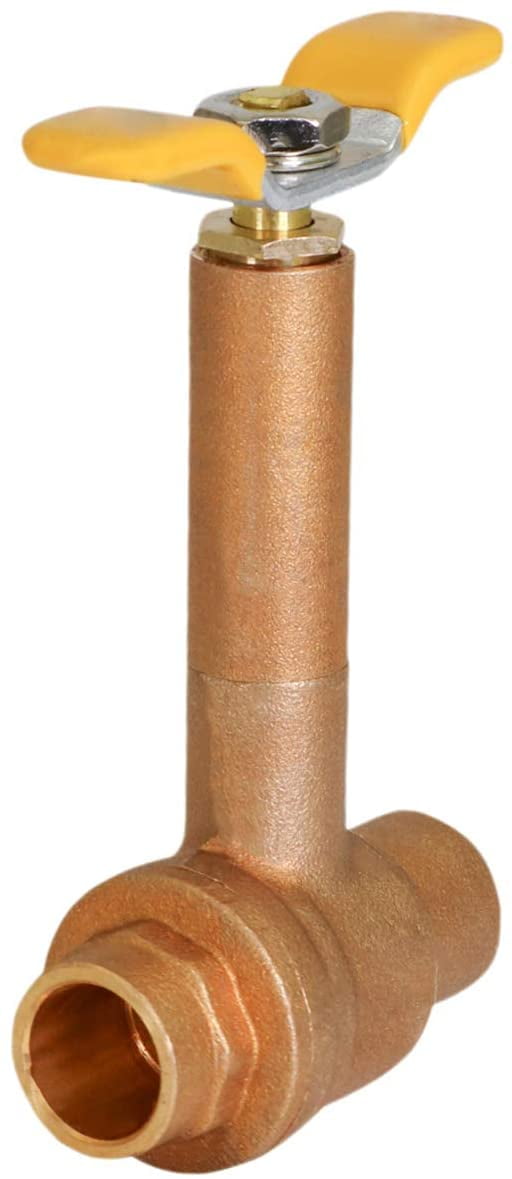 Midline Valve 37556 Premium Brass Ball Valve, Long Bonnet with T-Handle, with 3/4 in. Sweat Connections