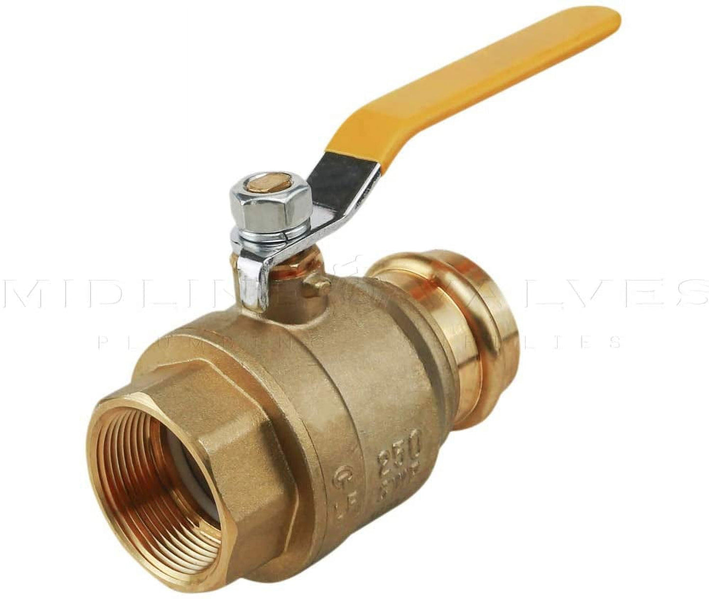 Midline Valve 542114VLVF Premium Adapter Ball Valve, with 1-1/4 in. Press x FIP Connections, Brass
