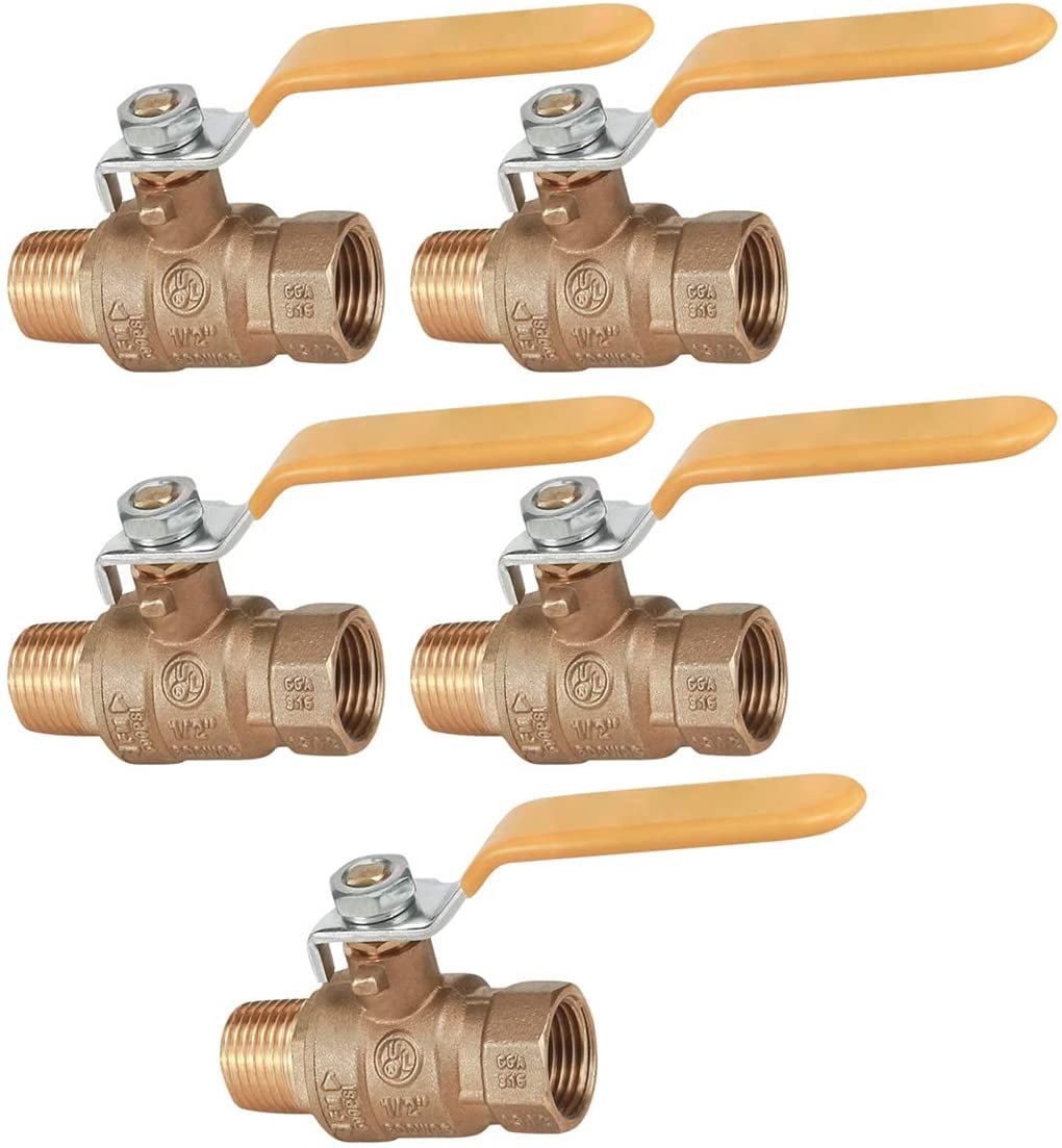 Midline Valve MF822223-5 Premium Brass Full Port Ball Valve, 1 in. FIP x 1 in. MIP (5 Pack)