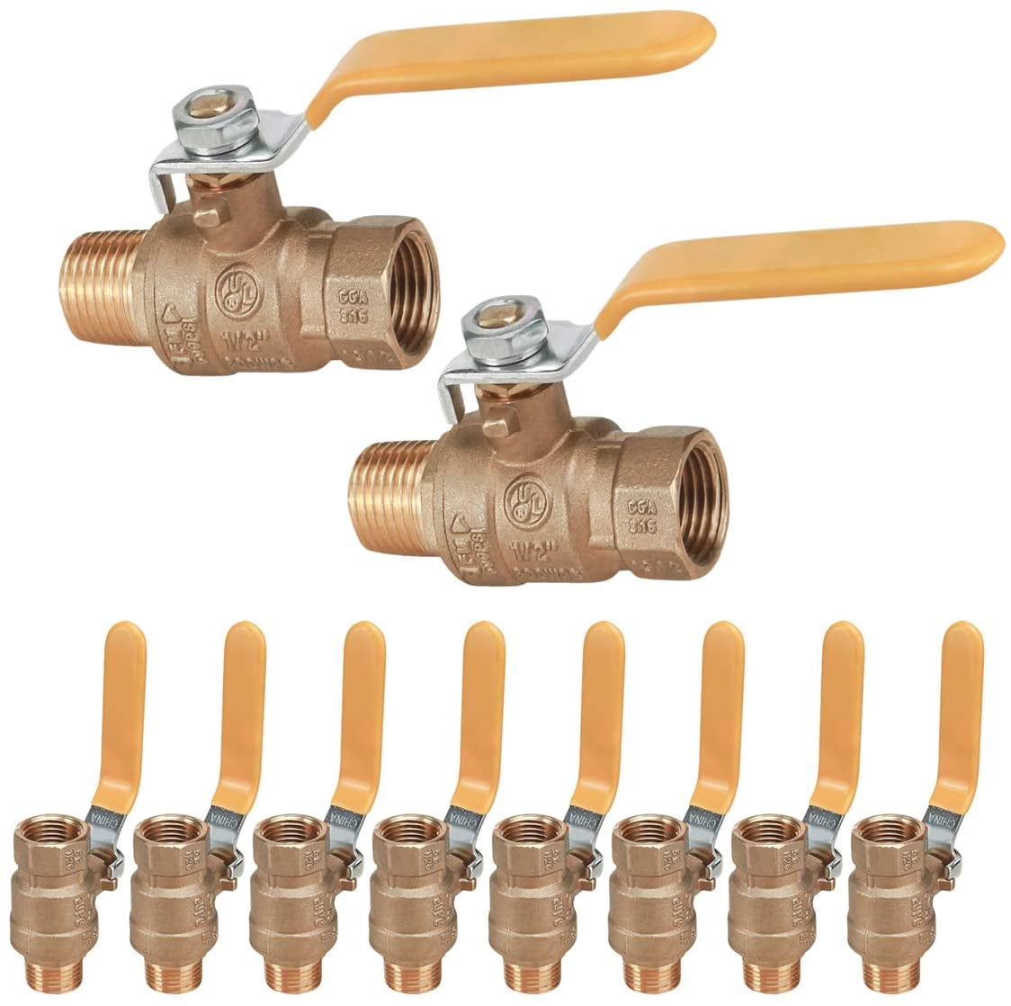 Midline Valve MF822234-10 Premium Brass Full Port Ball Valve, 1/2 in. FIP x 1/2 in. MIP (10 Pack)