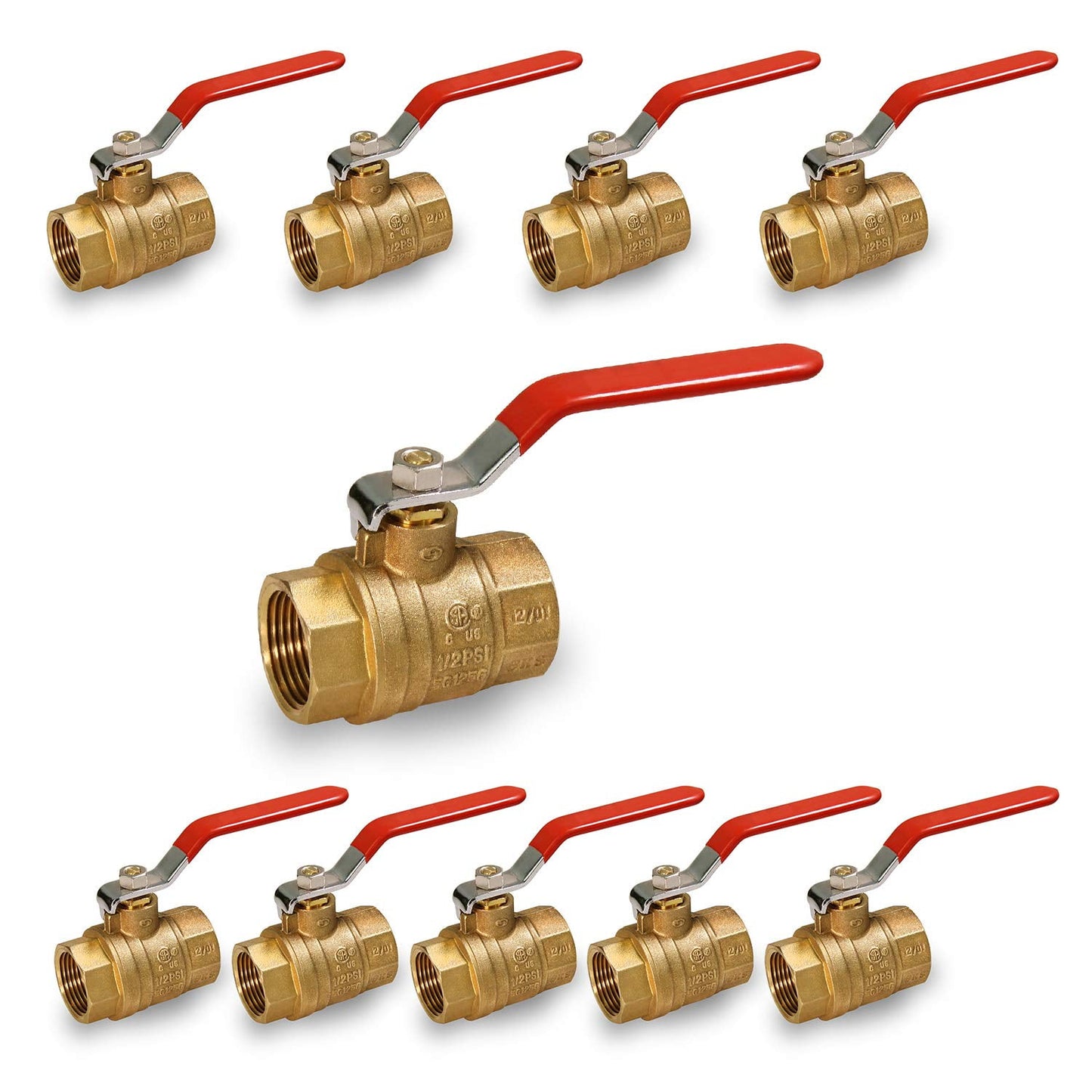 Midline Valve T522256-10 Premium Brass Gas Ball Valve, with 3/4 in. FIP Connections (10 Pack)