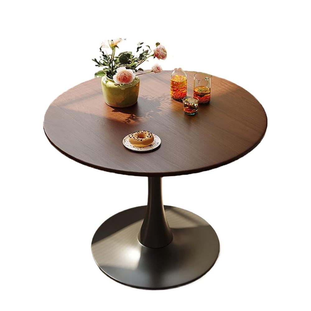 Miniyam 31.5" Round Dining Table for 2-4, Small Modern Kitchen Table with Pedestal Base, Walnut
