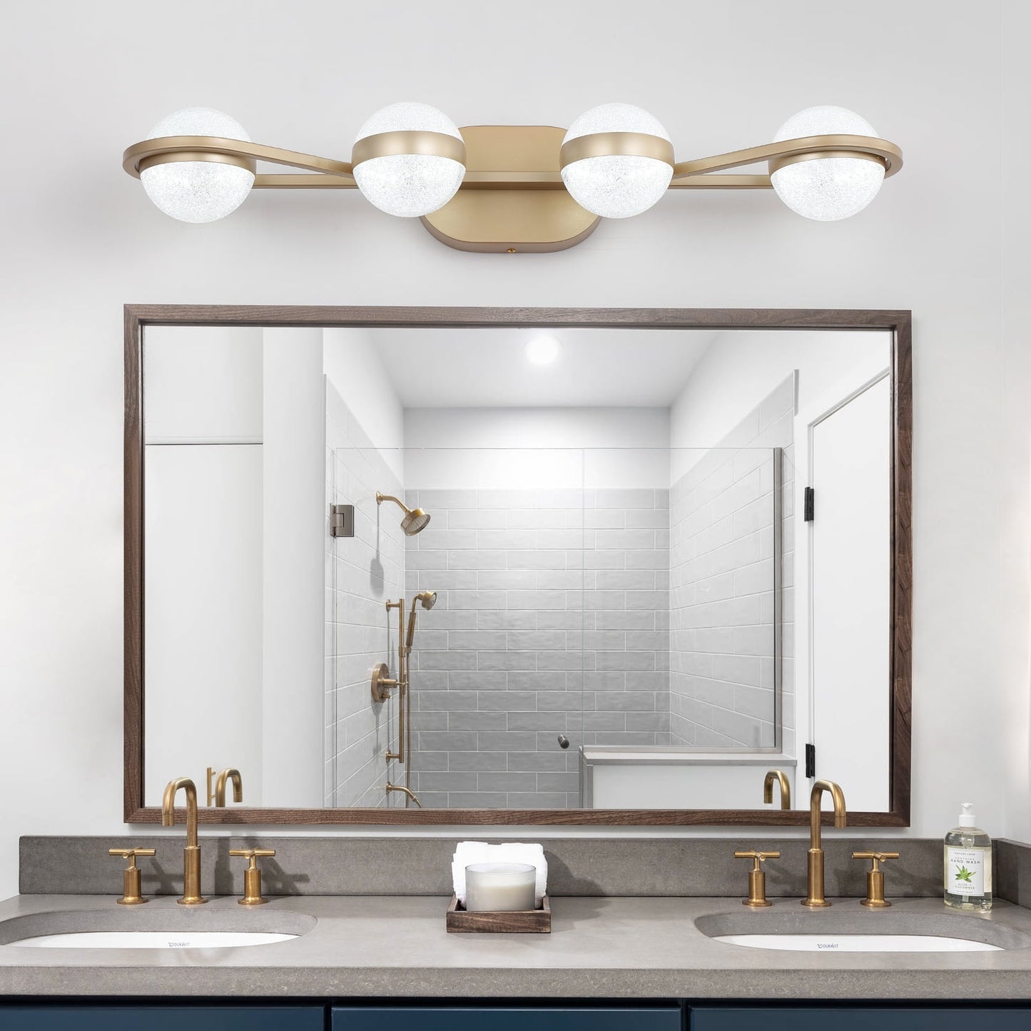 Miniyam Accesorios de Luz para Tocador, Accesorios de Iluminación Moderna de Pared de AcrÃlico sobre Espejo (Dorado, 5 Luces)