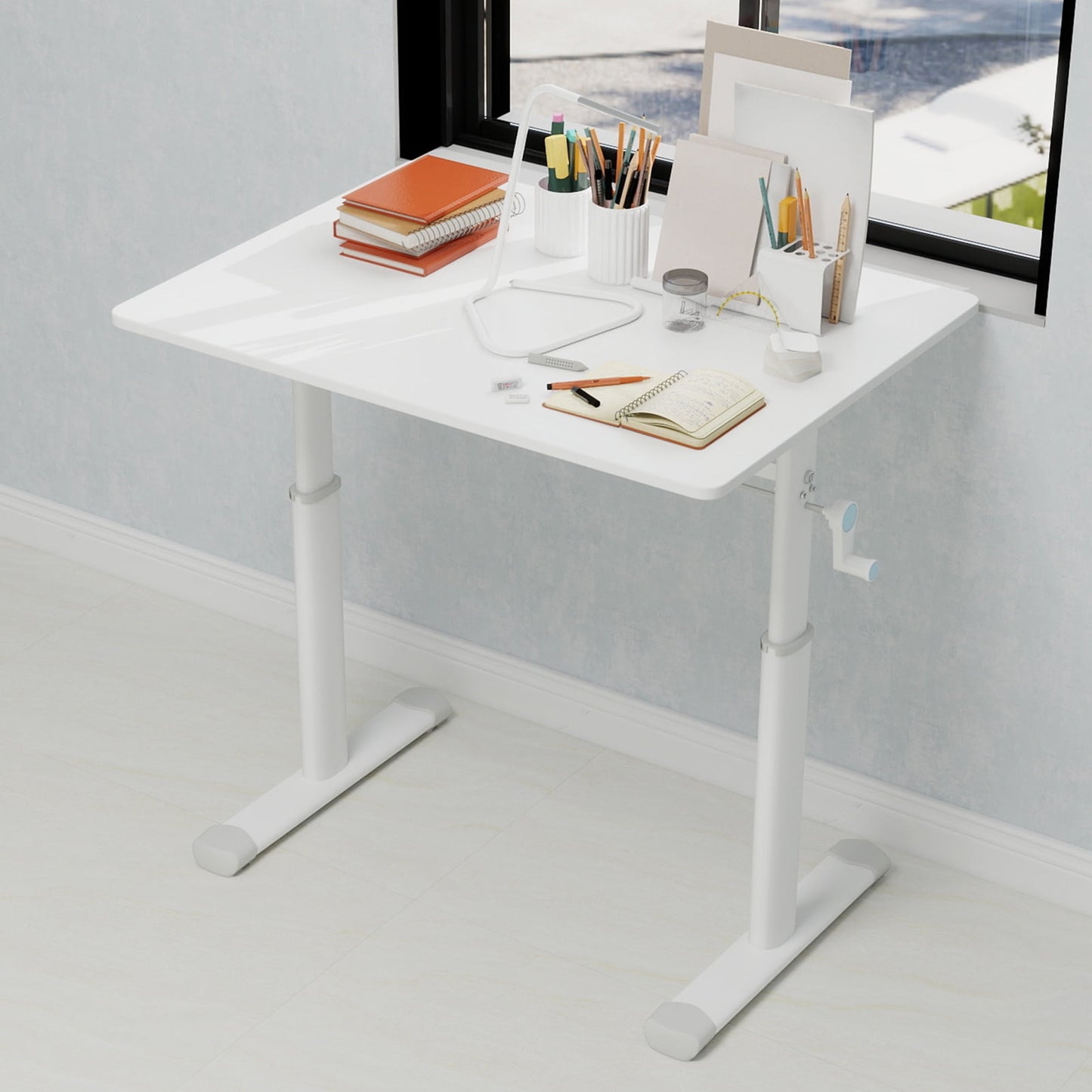 Mintazer 23" x 31.5" Height Adjustable Computer Desk, Home Office Standing Up Desk for Students,Teen and Adults, White