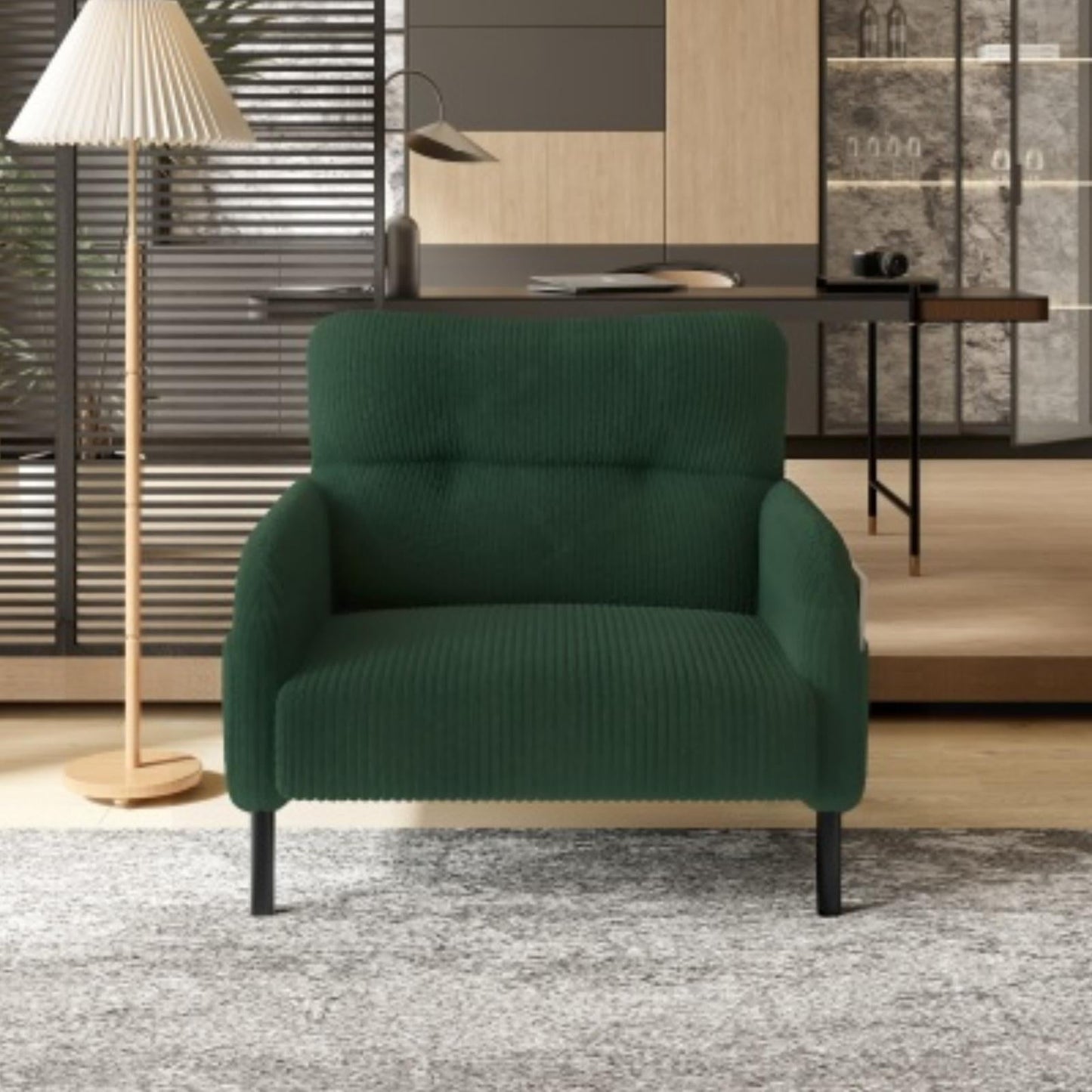 Modern Accent Chair,Armchair,Corduroy Fabric Sofa Chairs,Upholstered Armchair for Living Room,Bedroom,Office,Emerald