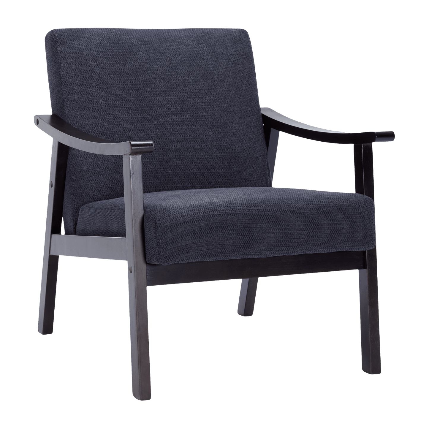 Modern Accent Chair, Mid-Century Living Room Chair, Linen Side Chair with High Back for Living Room, Black