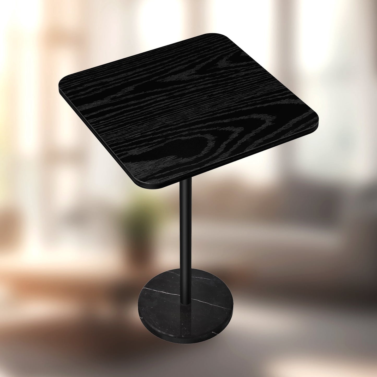 Mesa de Comedor Moderna Minimalista con Tablero de Mármol Artificial Mesa Auxiliar de Café Negra