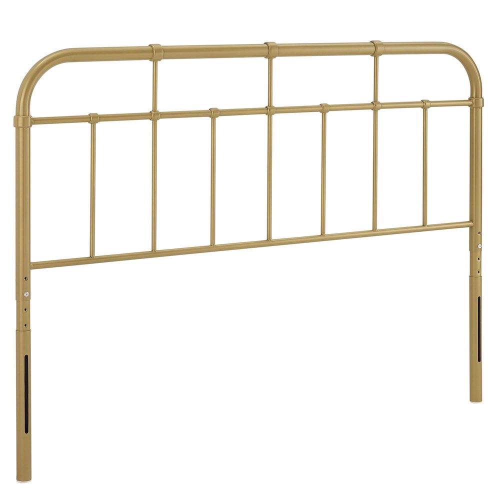 Modway Alessia Modern Farmhouse Queen Metal Spindle Headboard in Gold