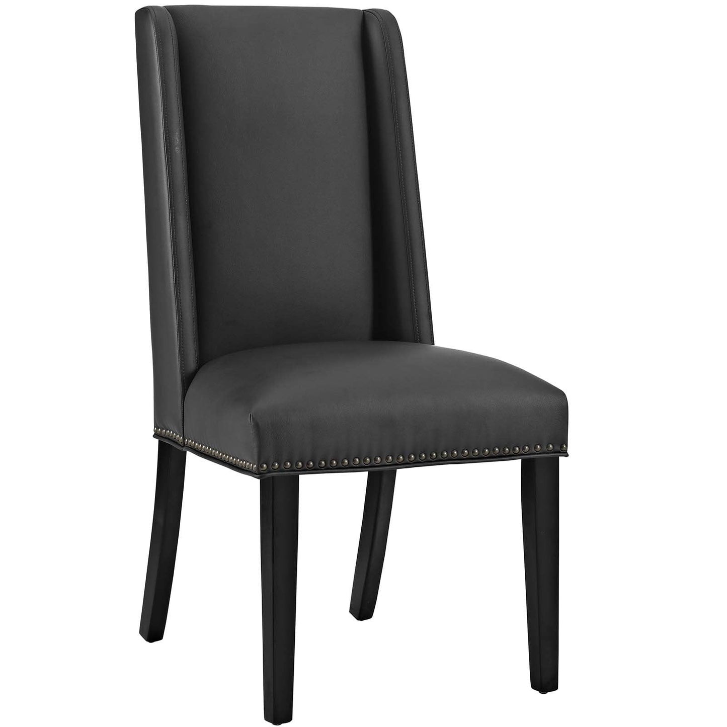 Modway Baron 20.5" Solid Rubberwood and Vegan Leather Dining Chair in Black
