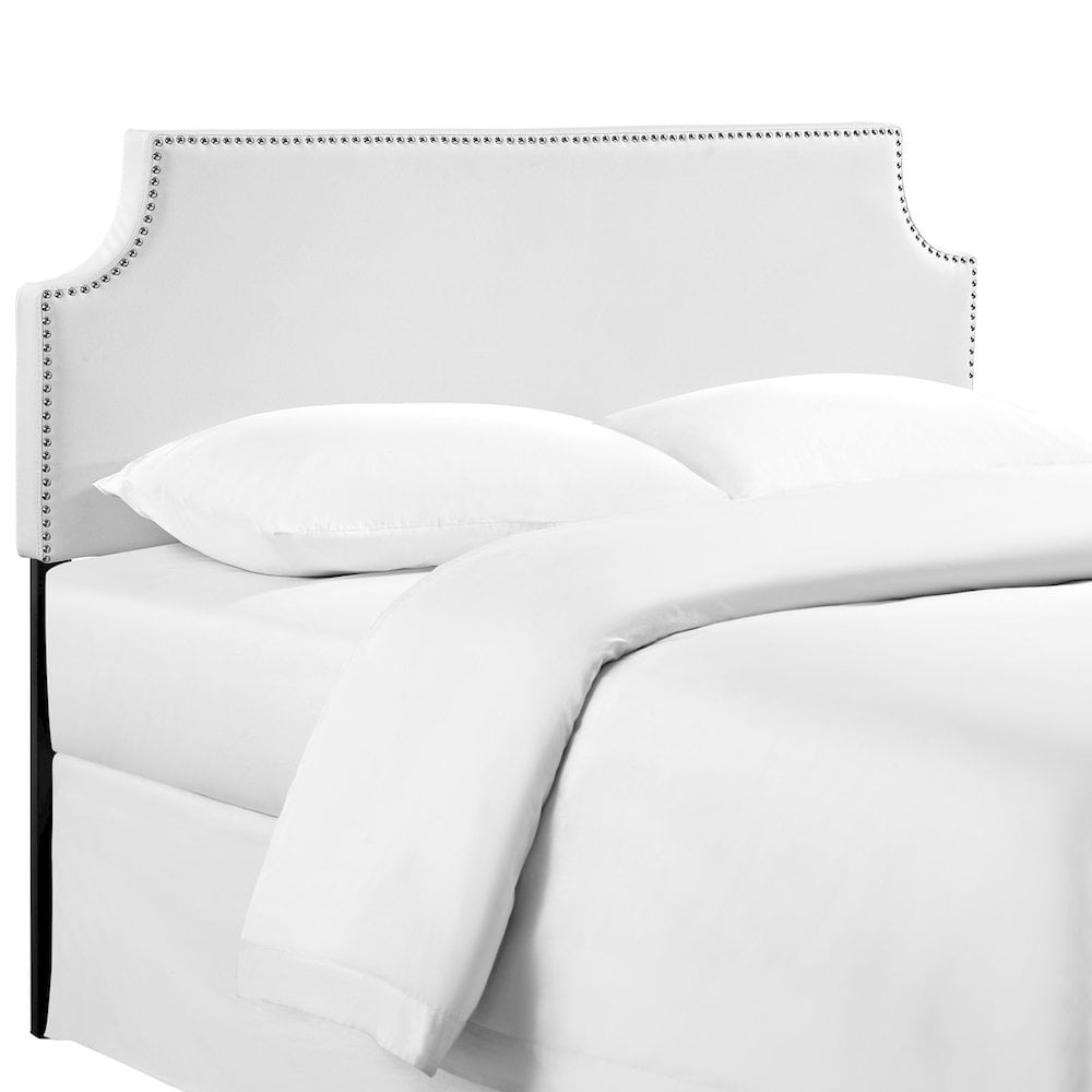 Modway Laura Full Upholstered Vinyl and Solid Wood Headboard in White