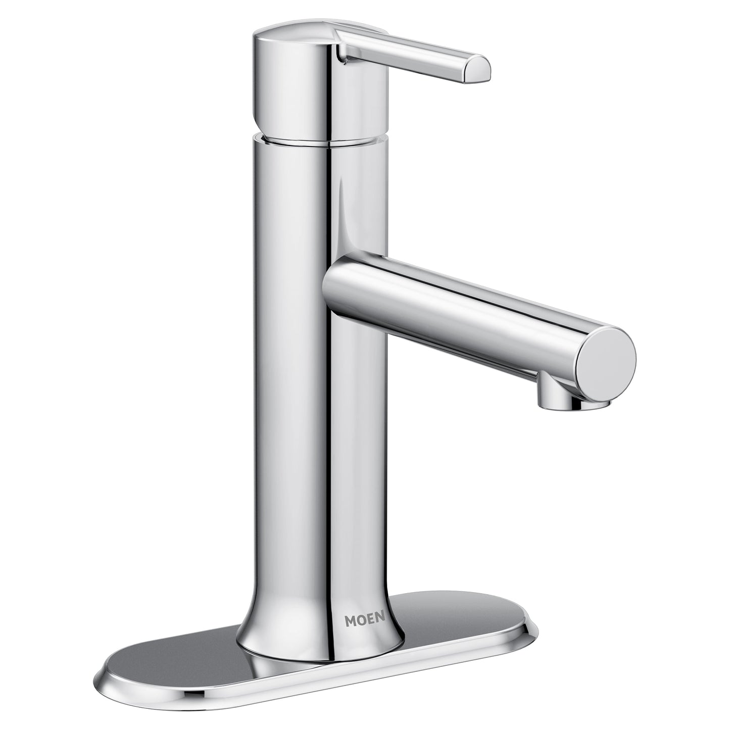 Moen Arlys Single Handle Modern Chrome Bathroom Faucet with Deck Plate