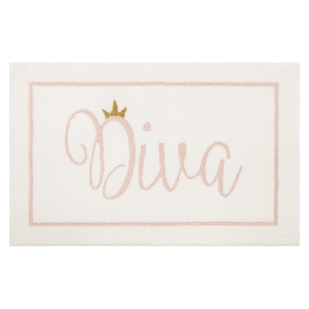 Mohawk Home Diva High/Low Pile Stain/Fade Resistant Non-Slip Machine Washable Bath Mat, White, 1' 8" x 2' 10"