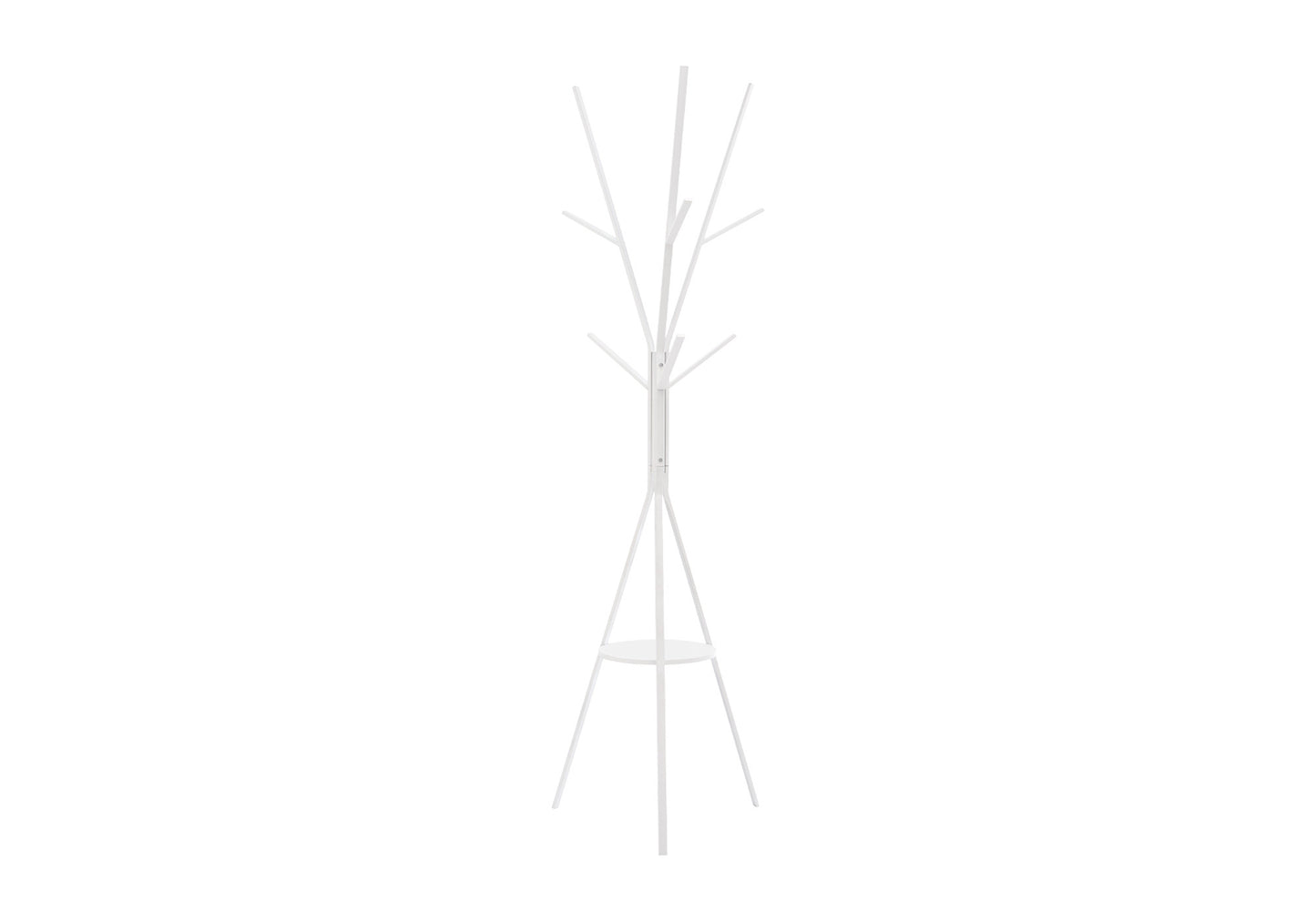 Coat Rack - 72"H - Bedroom - Entryway - Hall Tree - 6 Hooks - White Metal