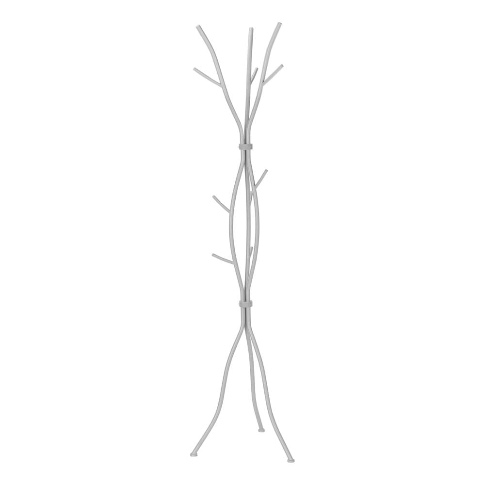 Monarch Specialties Durable Coat and Hat Racks, Metal Silver, 74" x 18.5" x 18.5"