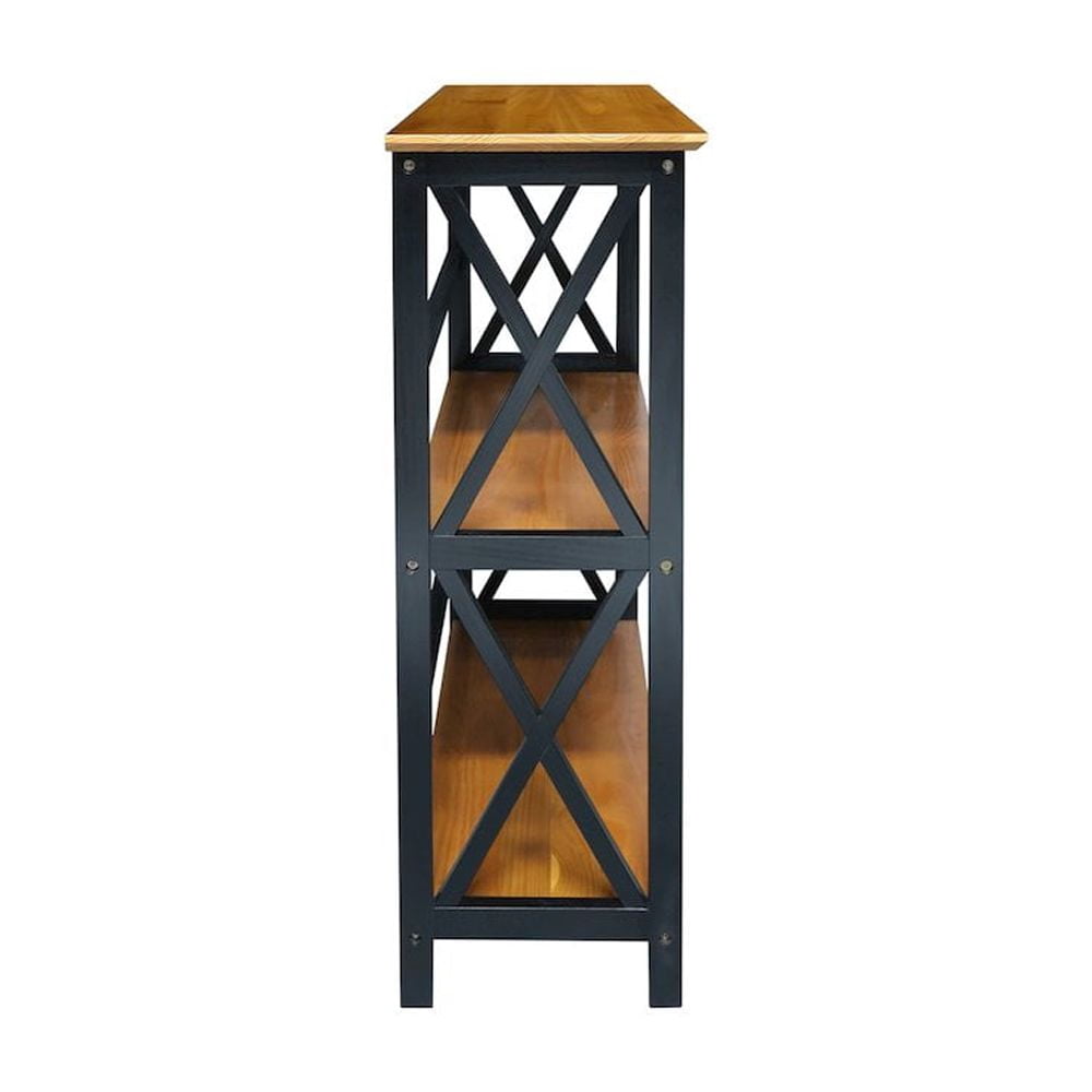 Casual Home Montego 3-Shelf Bookcase, Antique Walnut/Black