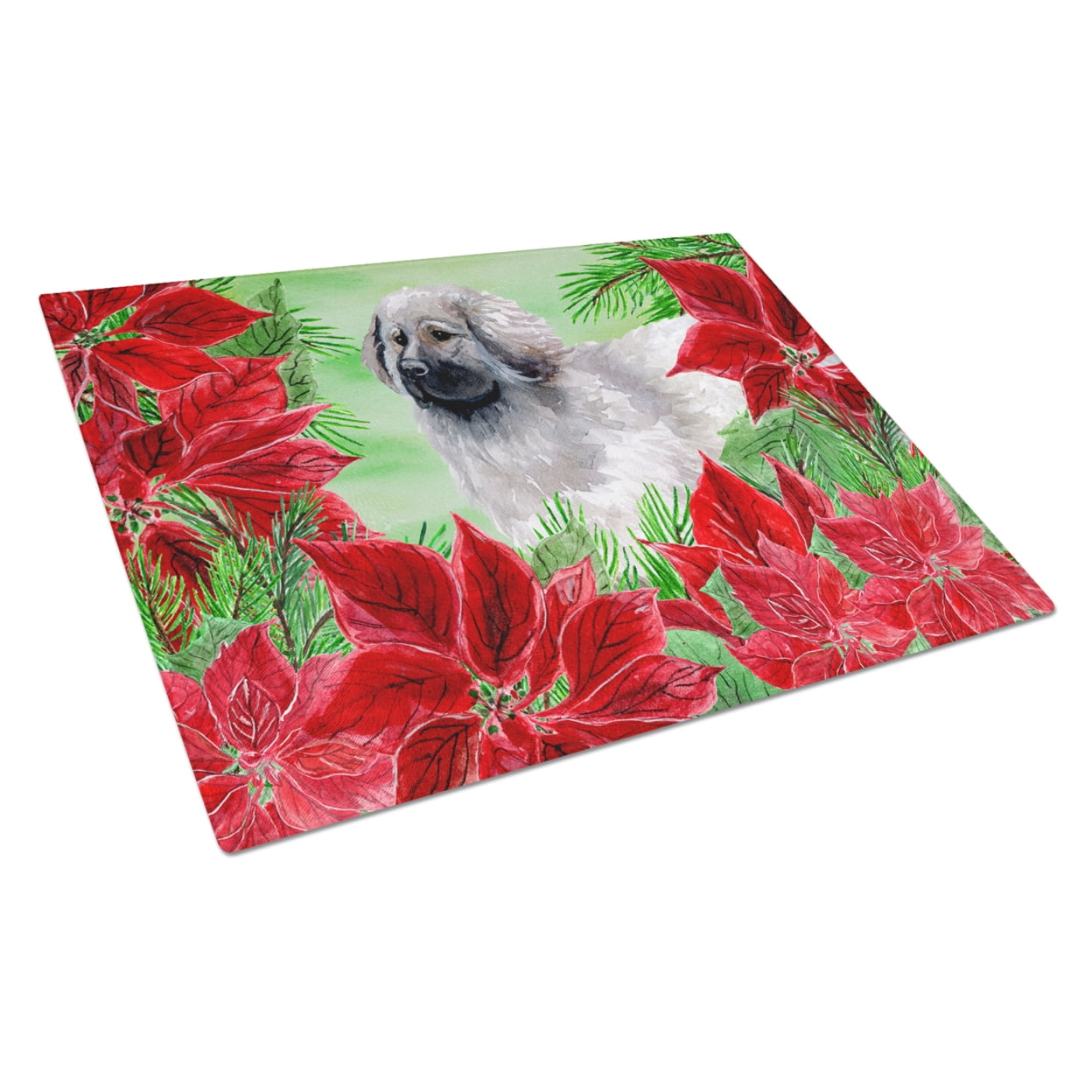 Moscow Watchdog Poinsettas Glass Cutting Board Large