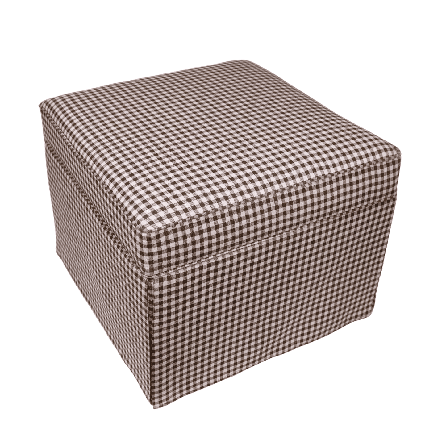 My Texas House Alamo Large Skirted Ottoman, Gingham Fabric