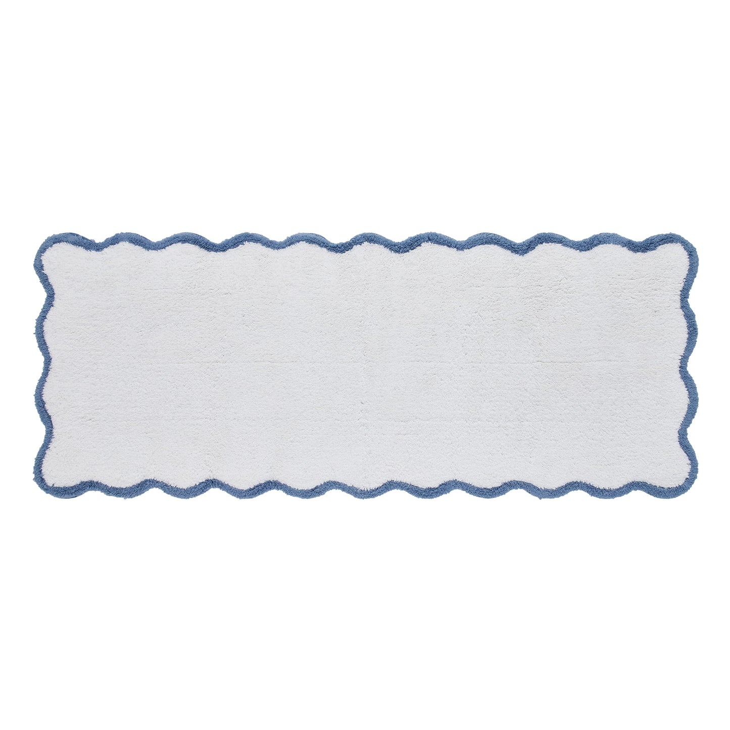 My Texas House Whitney Blue Scallop Cotton Bath Rug Runner, 24" x 60"