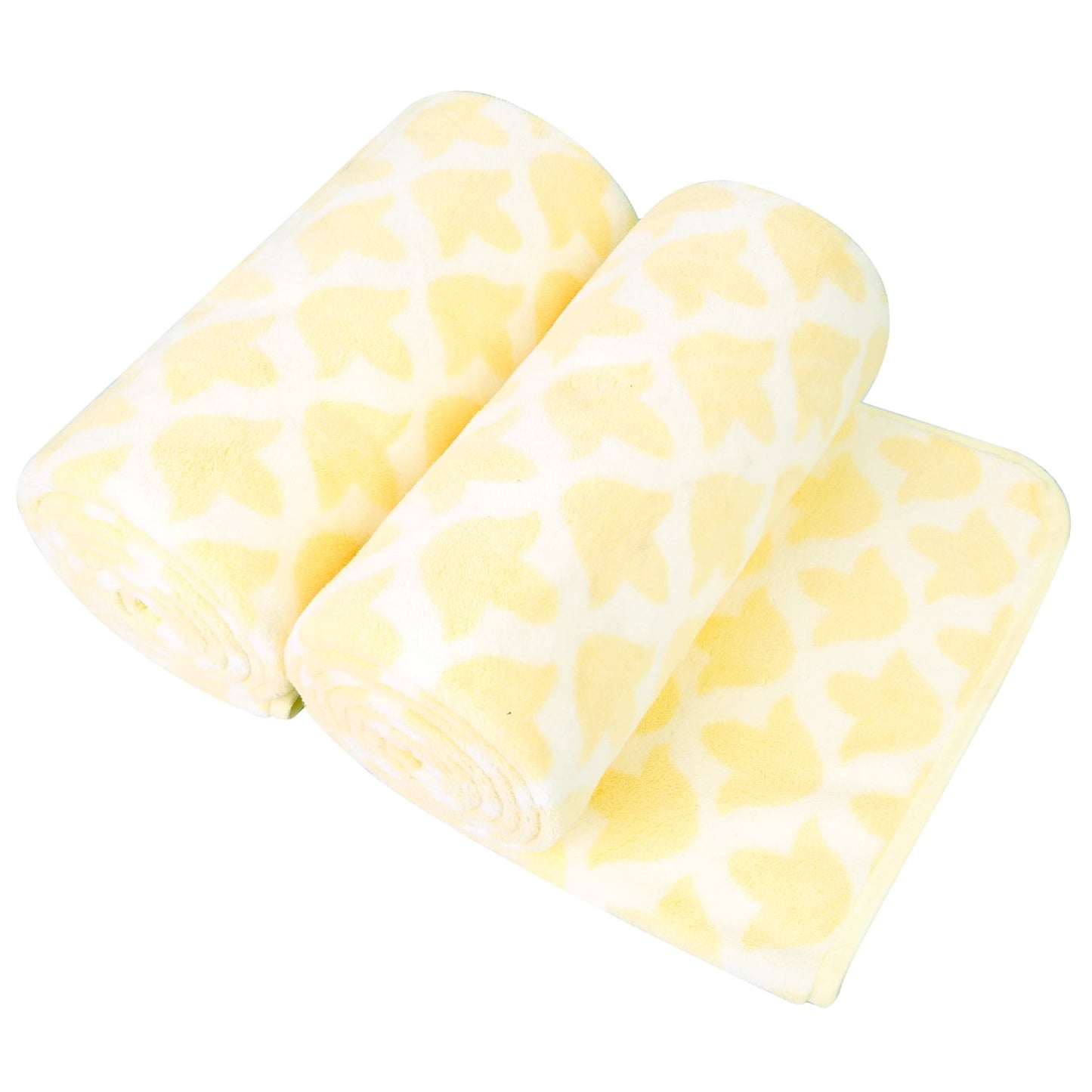 NC 2 Piece Bath Towel Set, Plaid Pattern Microfiber Soft Fast Drying Towels, Yellow