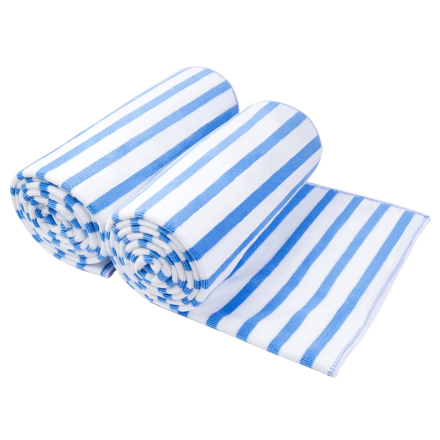 NC Bath Towels 2 Pack Cabana Stripe Striped Microfiber Bath Towel Set, 30"x60", Blue