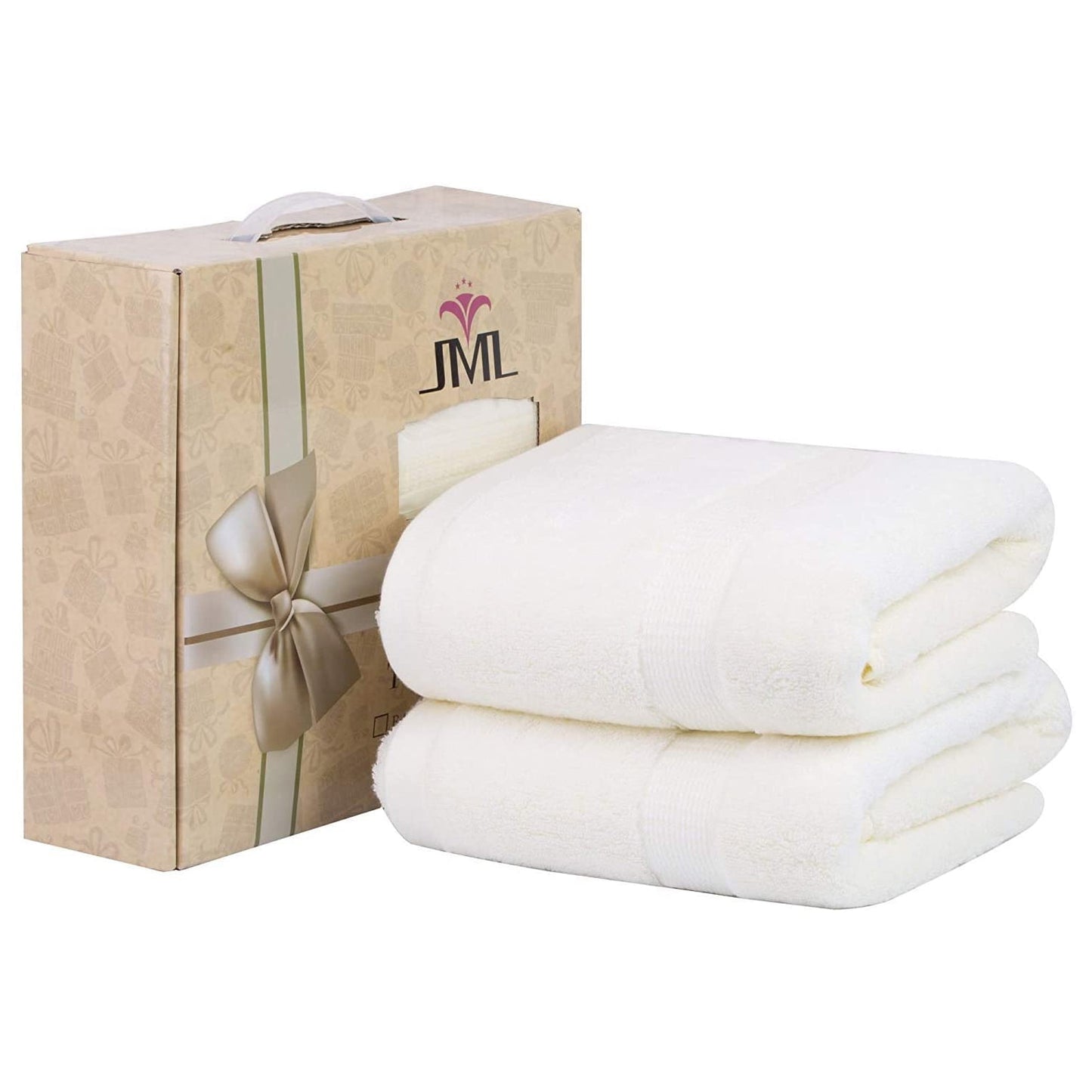 NC Cotton Blend Bath Towels 2 Pack, Soft Absorbent Breathable Quick Dry Towels, Beige