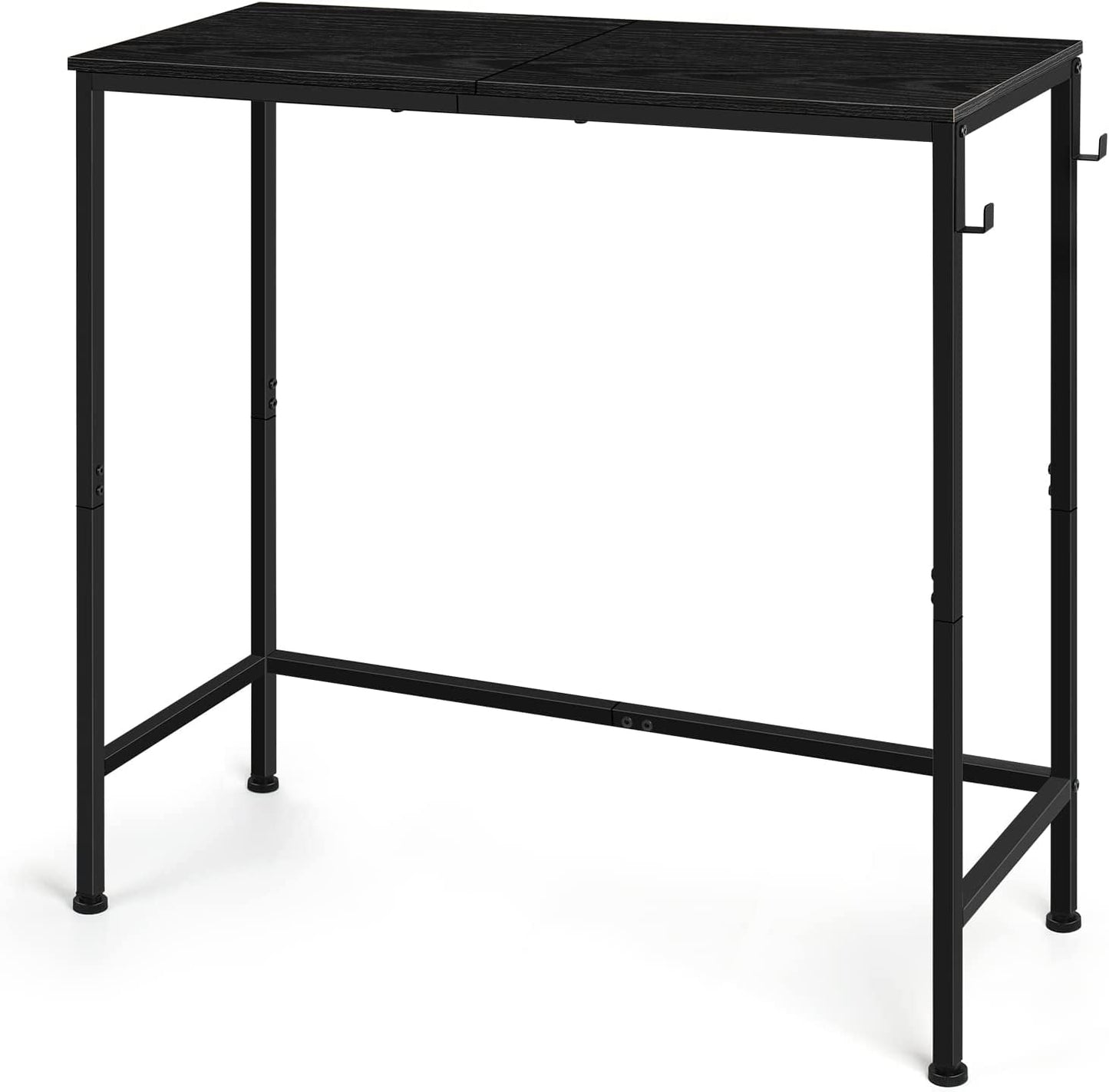 Narrow Console Entryway Table with Hooks, Black