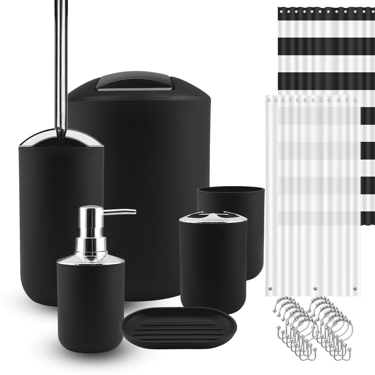 Nestl Hearth & Harbor 9-Piece Plastic Bath Accessories Sets, Black