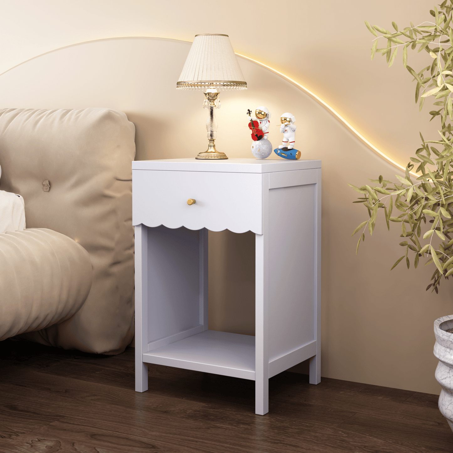 Nightstand with Drawer,2 Tier Beside Table End Table,Modern Side Table for Bedroom,Living Room,Light Purple