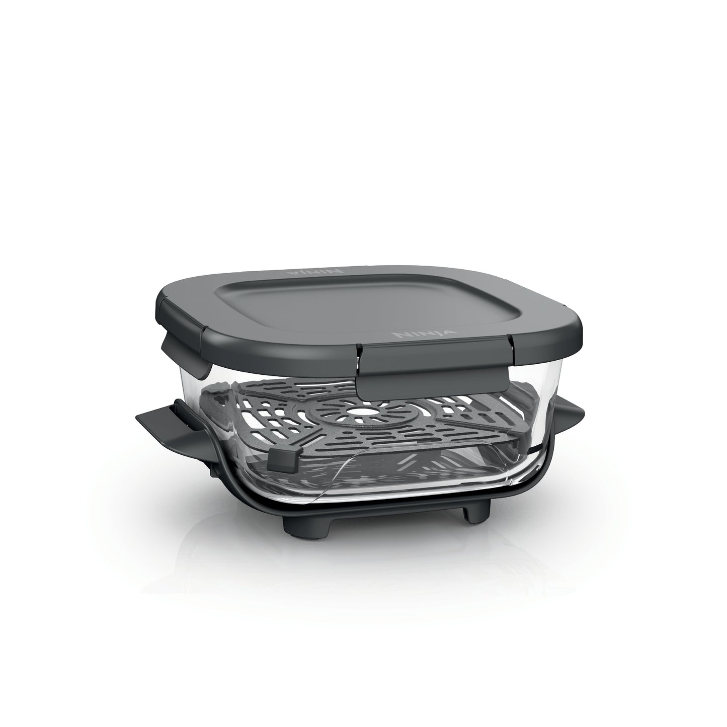 Ninja 6 Cup CleanCrisp Glass Container, Compatible with Ninja Crispi Portable Cooking System, Microwave, Freezer and Dishwasher Safe, Glass Cooking Surface, with Storage Lid